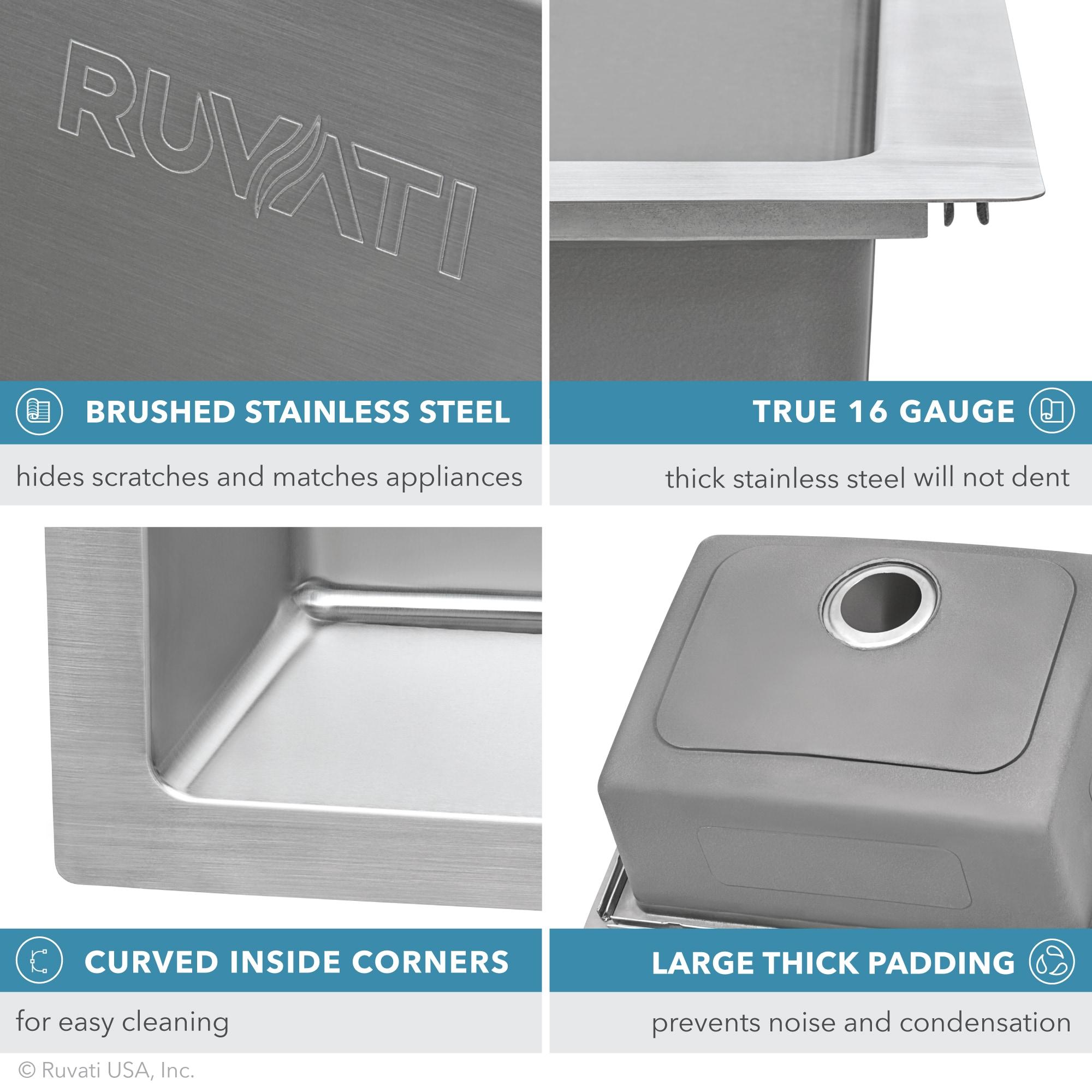 Ruvati 23 x 20 inch Drop-in Topmount Kitchen Sink 16 Gauge Stainless Steel Single Bowl