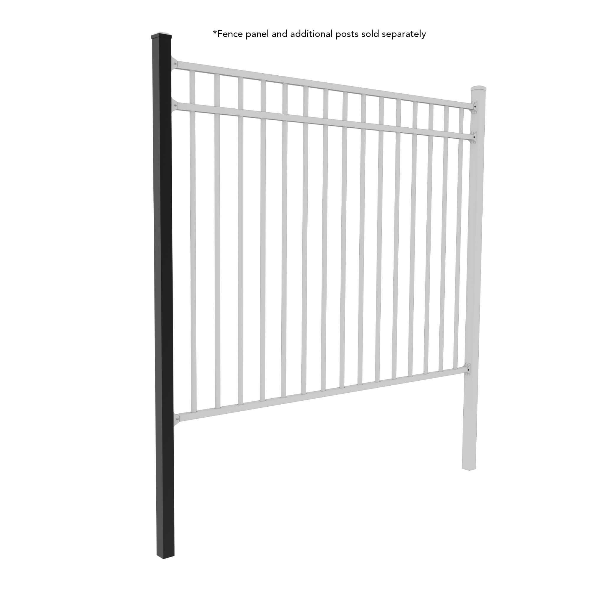 Deckorators 2 in. x 2 in. x 84 in. Aluminum Fence Post Kit, Textured Black