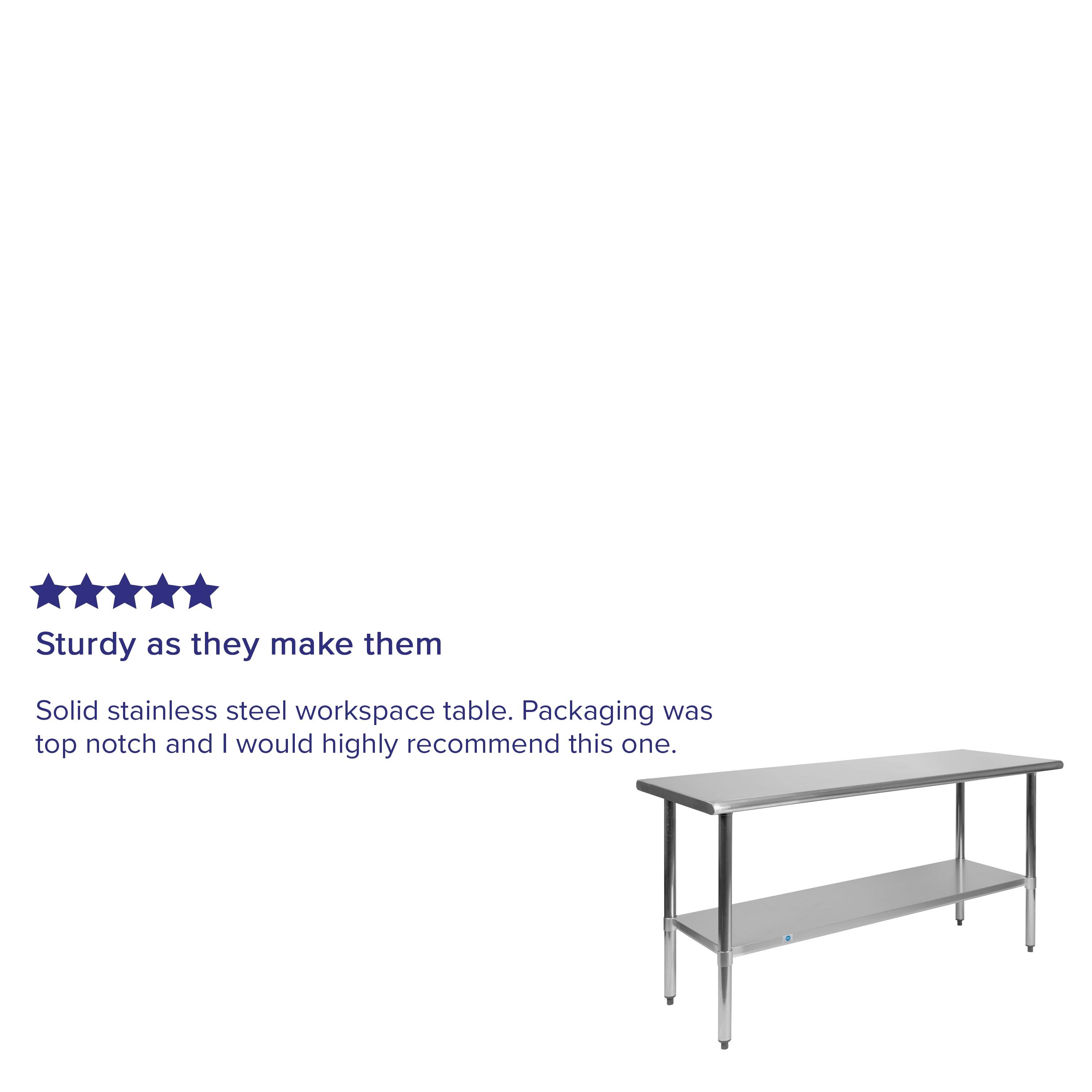 Woodford NSF Certified Stainless Steel Prep and Work Table with Undershelf by Flash Furniture