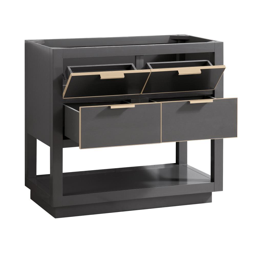 Allie Twilight Gray Solid Wood 36" Vanity with Matte Gold Trim