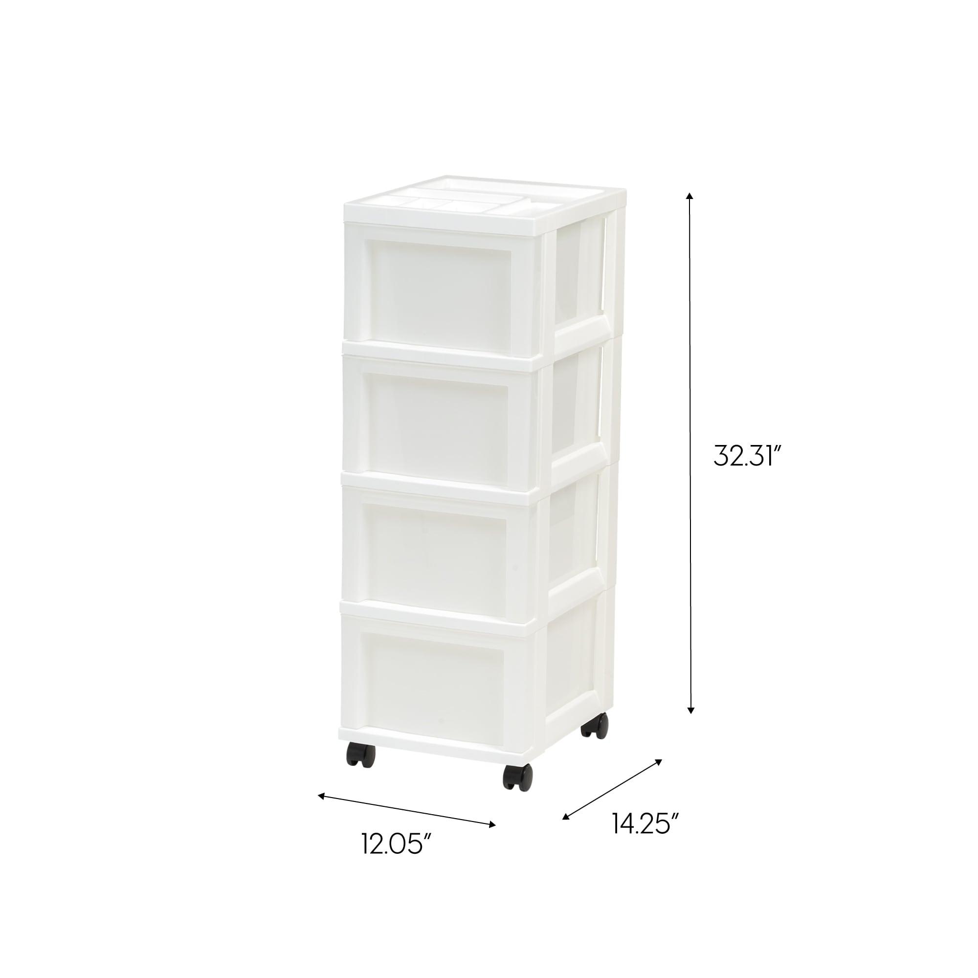 IRIS USA 6-Drawer Plastic Storage Cart with Organizer Top and Wheels, Clear/White