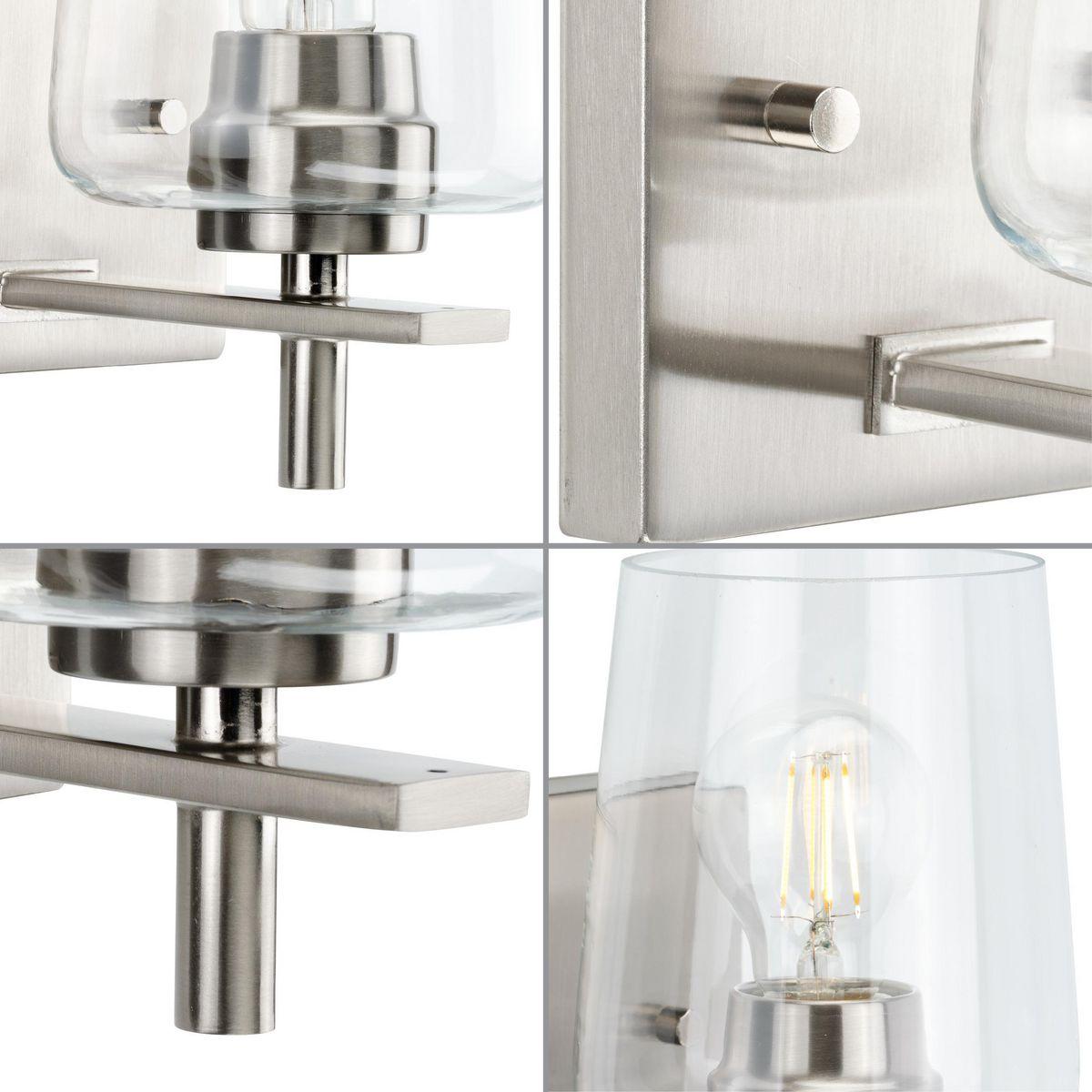 Progress Lighting Calais 1-Light Wall Sconce, Brushed Nickel, Clear Glass Shade