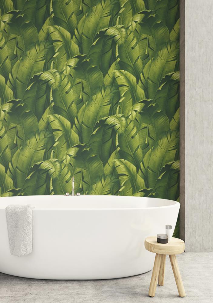 NextWall NW31000 Tropical Banana Leaves Peel & Stick Wallpaper, Green