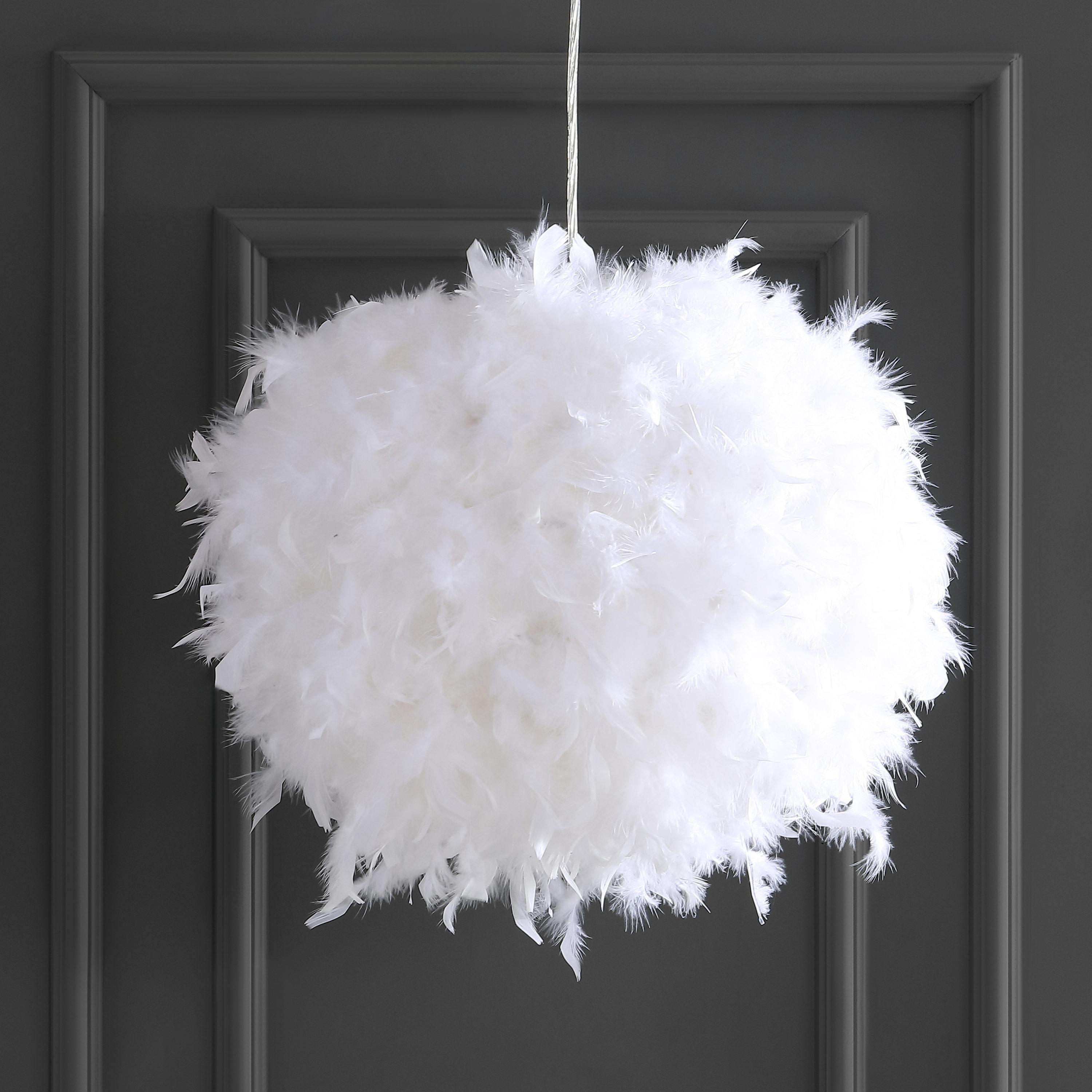 JONATHAN Y Stork 19" Feather Metal Adjustable LED Pendant, White