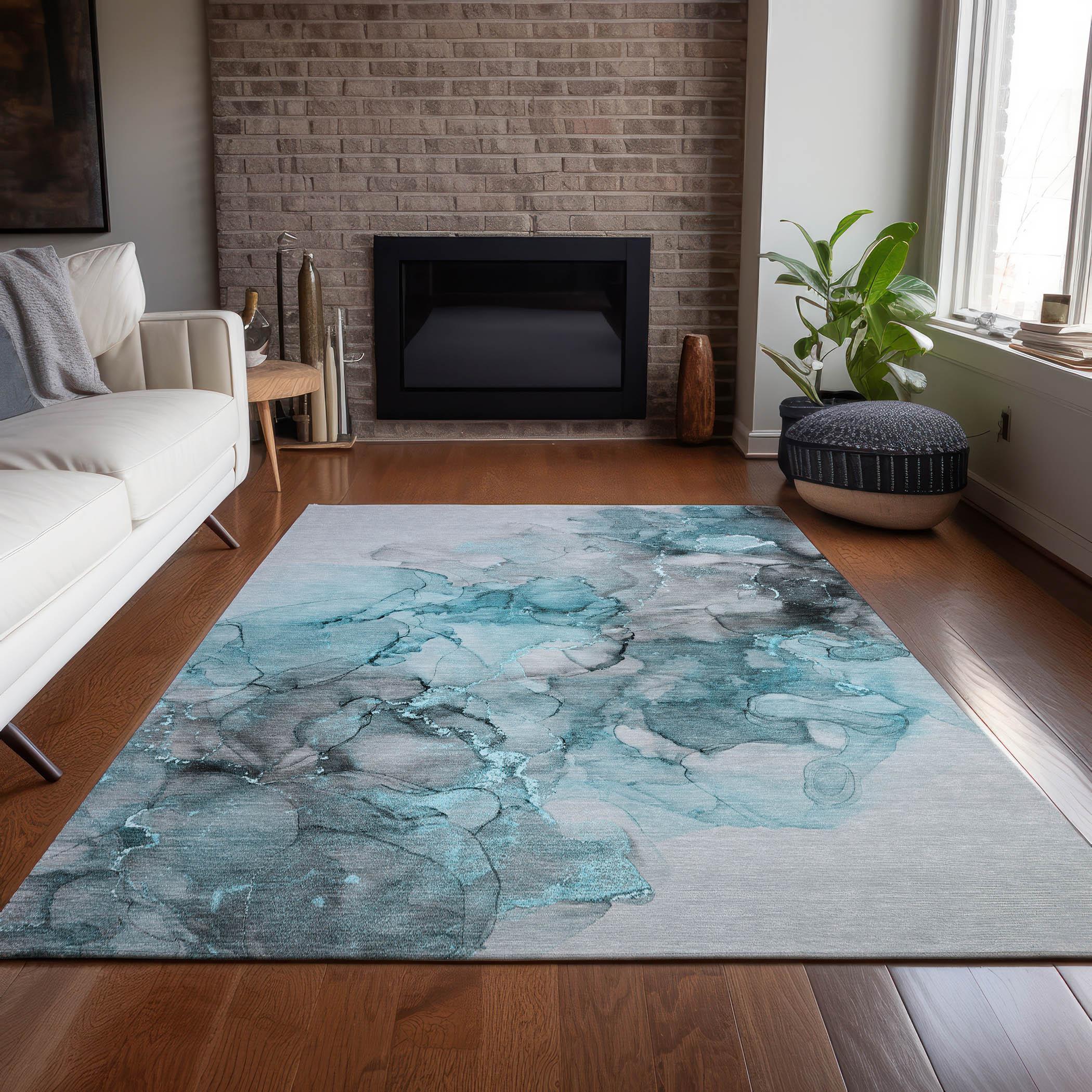 Chantille ACN520 Teal 2 ft. 6 in. x 3 ft. 10 in. Machine Washable Indoor/Outdoor Geometric Area Rug