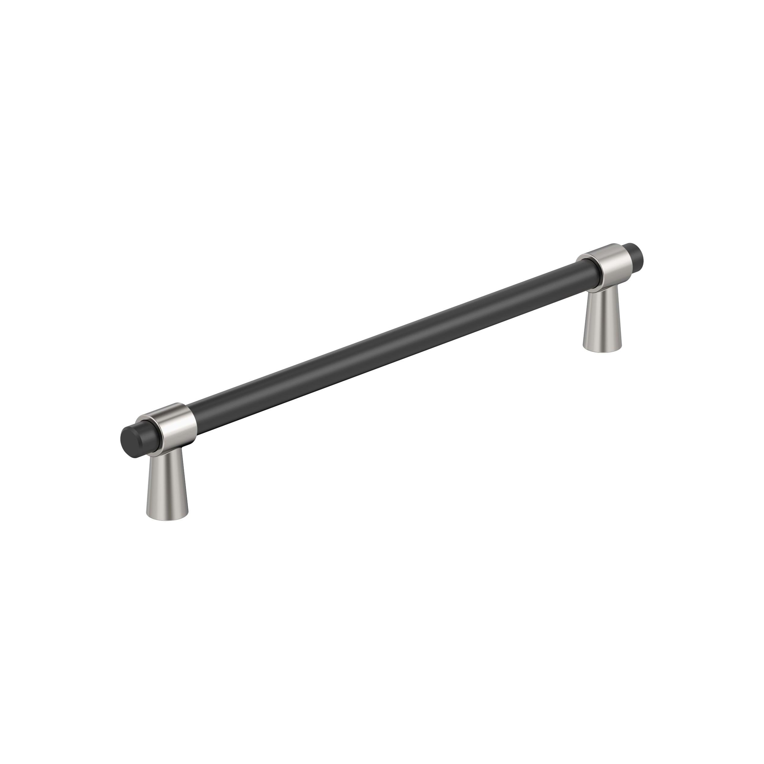 Amerock Mergence 7-9/16 inch (192mm) Center-to-Center Matte Black/Polished Nickel Cabinet Pull