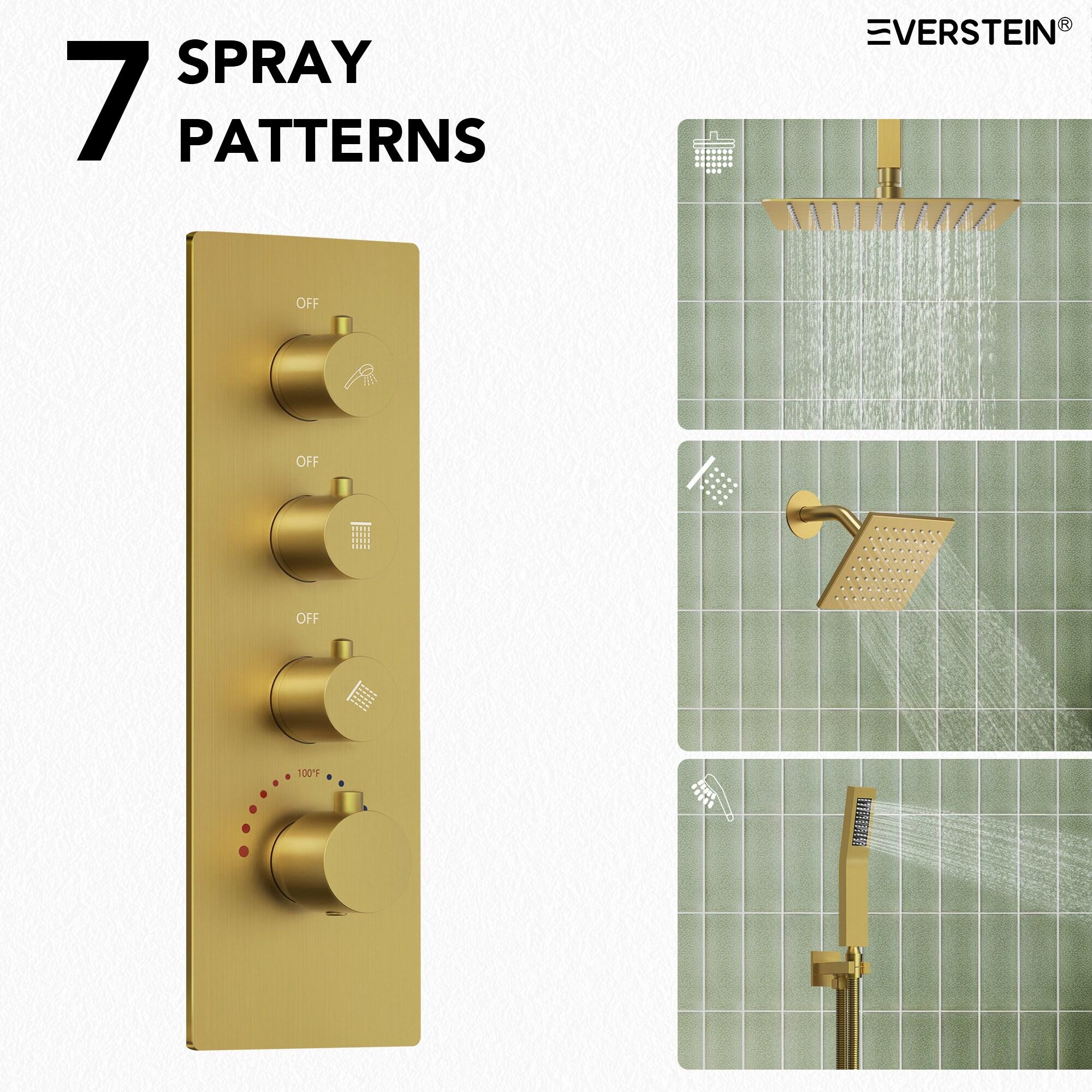 Thermostatic Shower Faucet 16" High-Pressure Triple Showerheads with Rough-In Valve