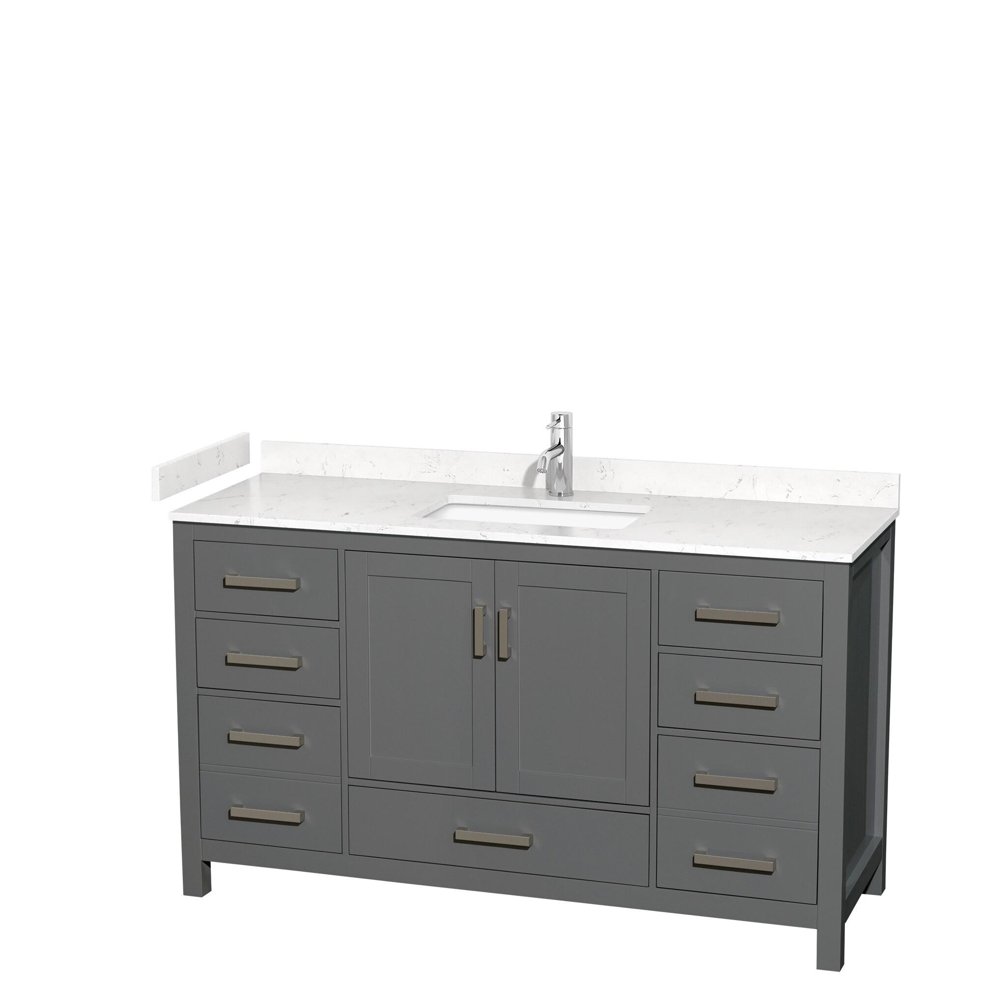 Sheffield 60" Freestanding Single Bathroom Vanity with Cultured Marble Top