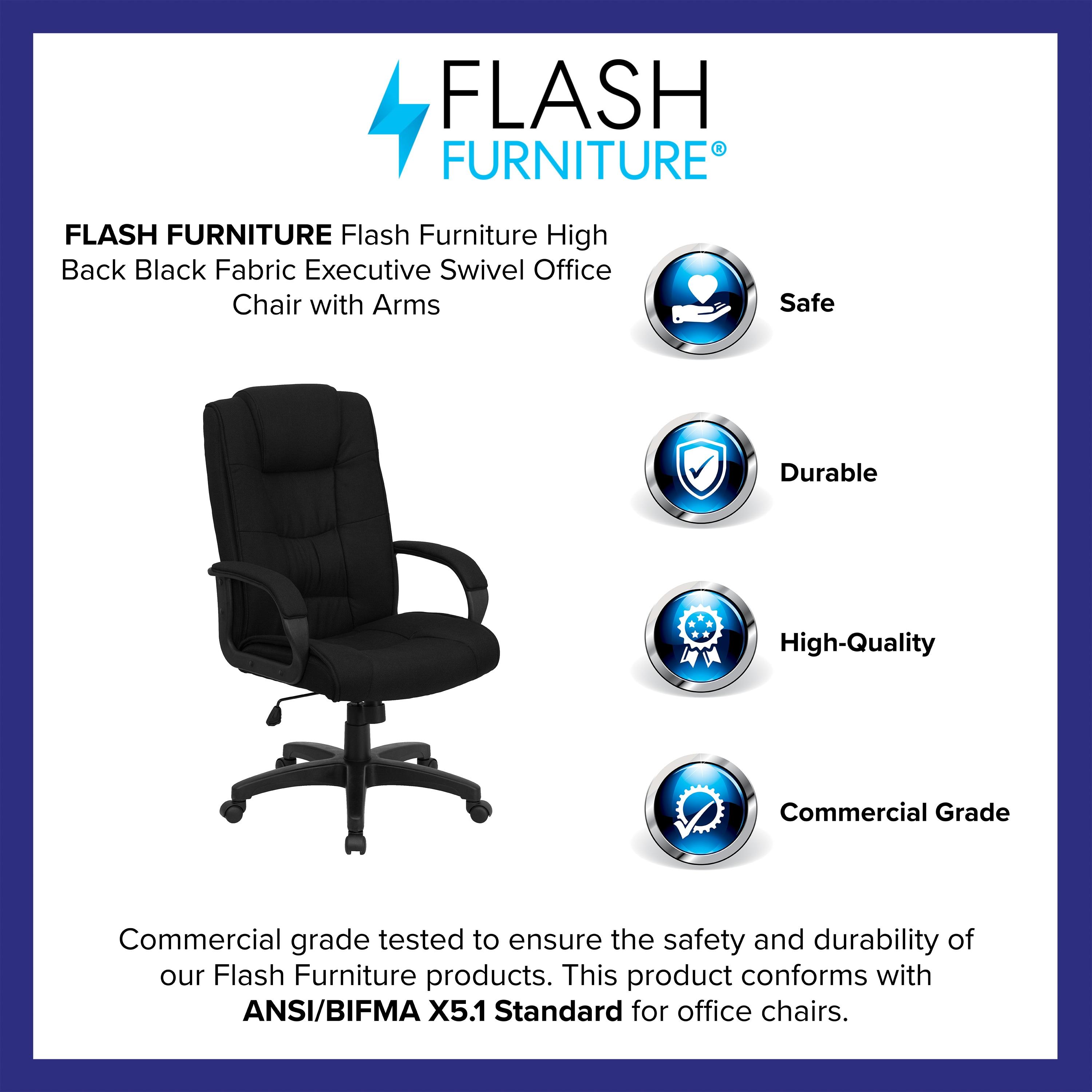 Flash Furniture Jessica High Back Black Fabric Executive Swivel Office Chair with Arms