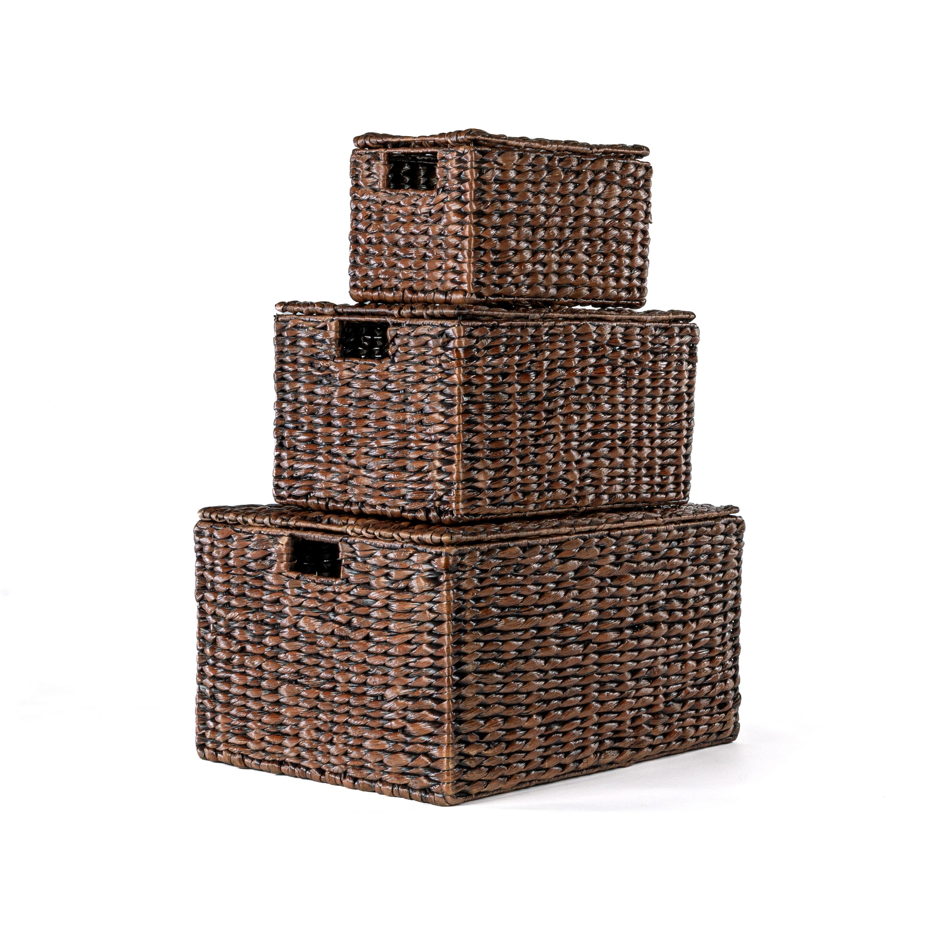 Traditional Assorted Hand-Woven Hyacinth/Iron Baskets (Set of 10)