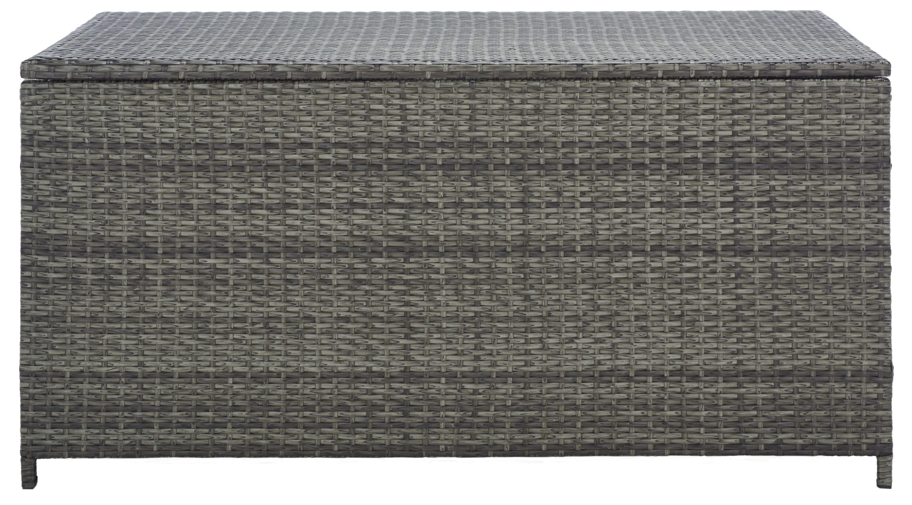 Oliveira Outdoor Cushion Deck Box - Grey Brown/White Cushion - Safavieh