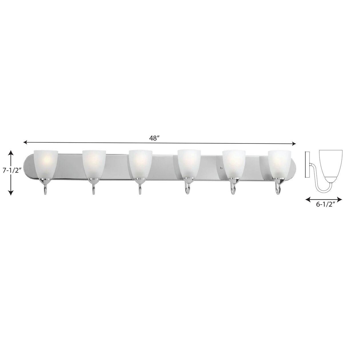 Progress Lighting Gather 6-Light Bath Bracket, Polished Chrome, Etched Glass Shades