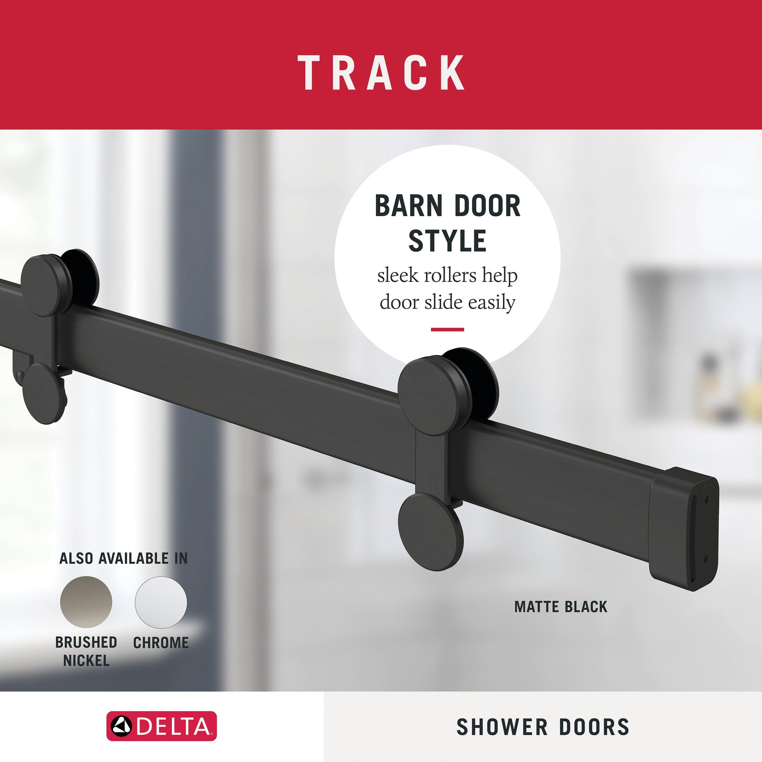 Delta Commix 48 in. x 76 in. Frameless Exposed Roller Sliding Shower Door in Black with 5/16 in. (8mm) Tempered Clear Glass, SDES848-MB-R