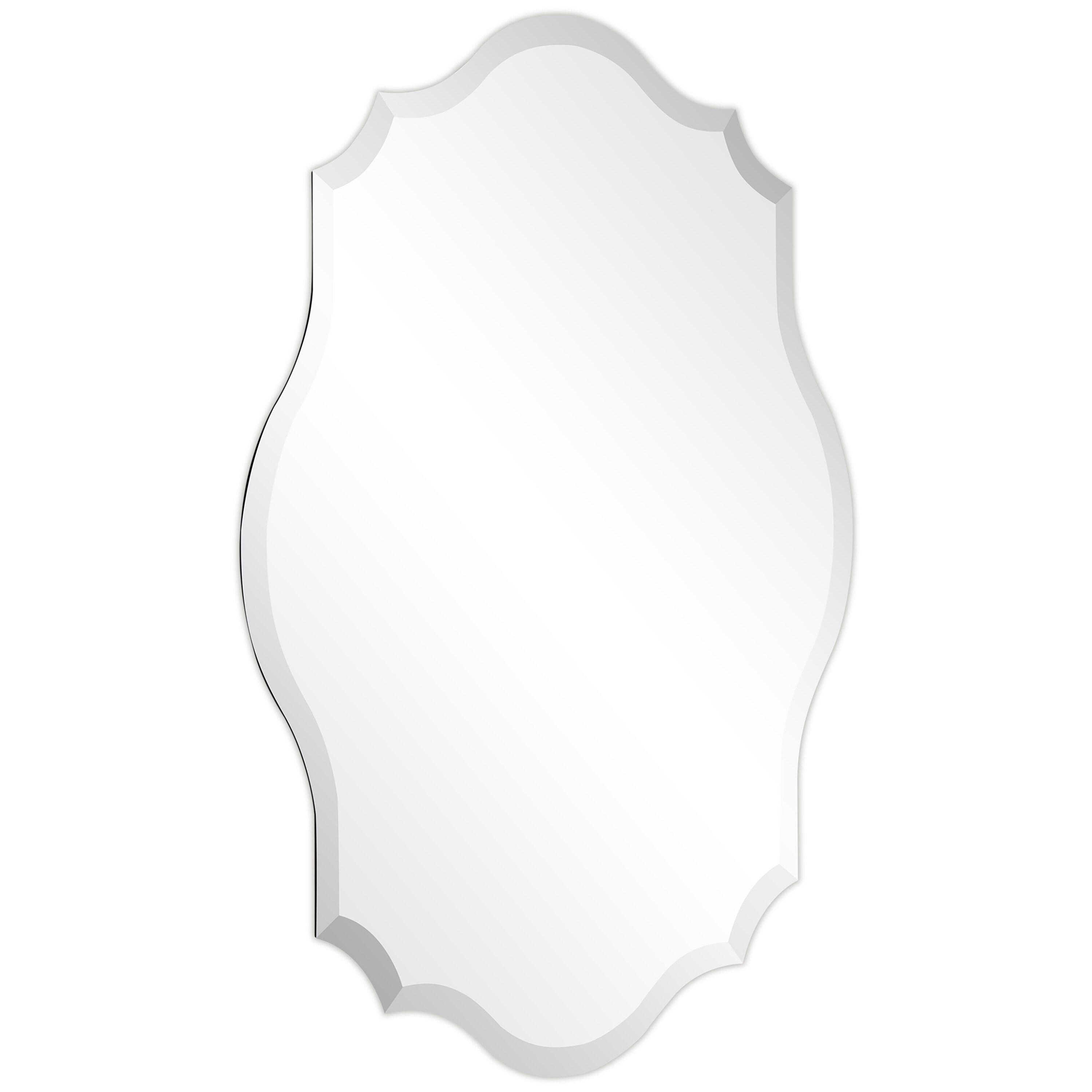 Empire Art Direct Frameless Beveled Oblong Elegant Scalloped Wall Mirror 30 in. x 40 in. x 0.39 in.