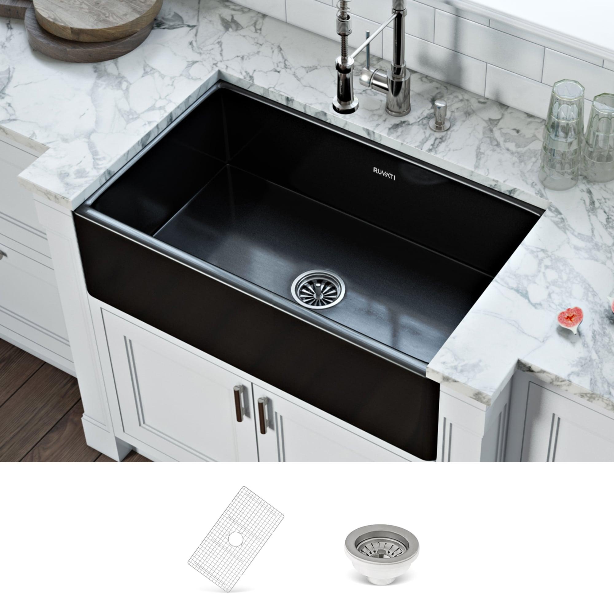 Ruvati 33 inch Fireclay Farmhouse Apron-Front Kitchen Sink Reversible