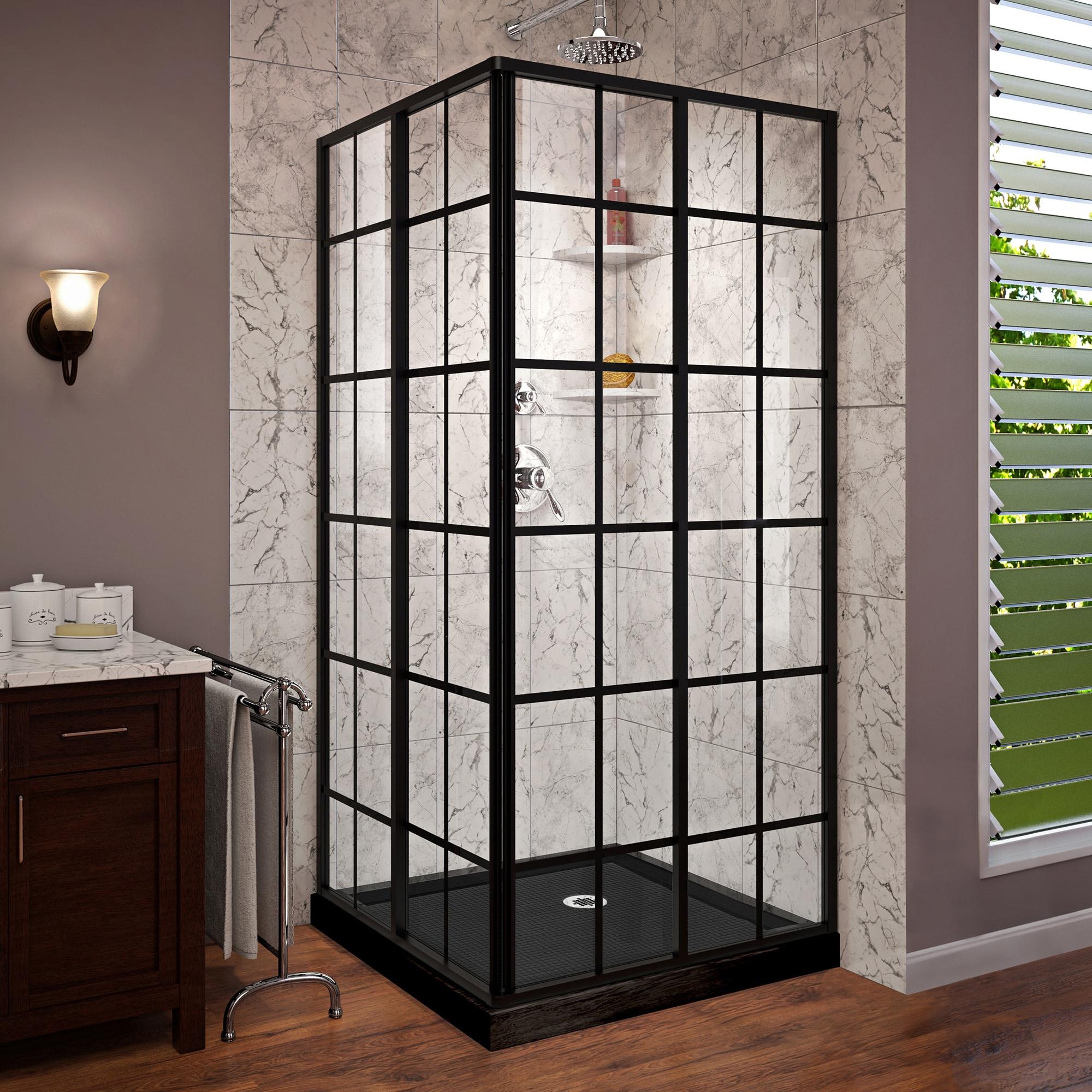 French Corner 42" x 74.75" Square Sliding Shower Enclosure with Base Included