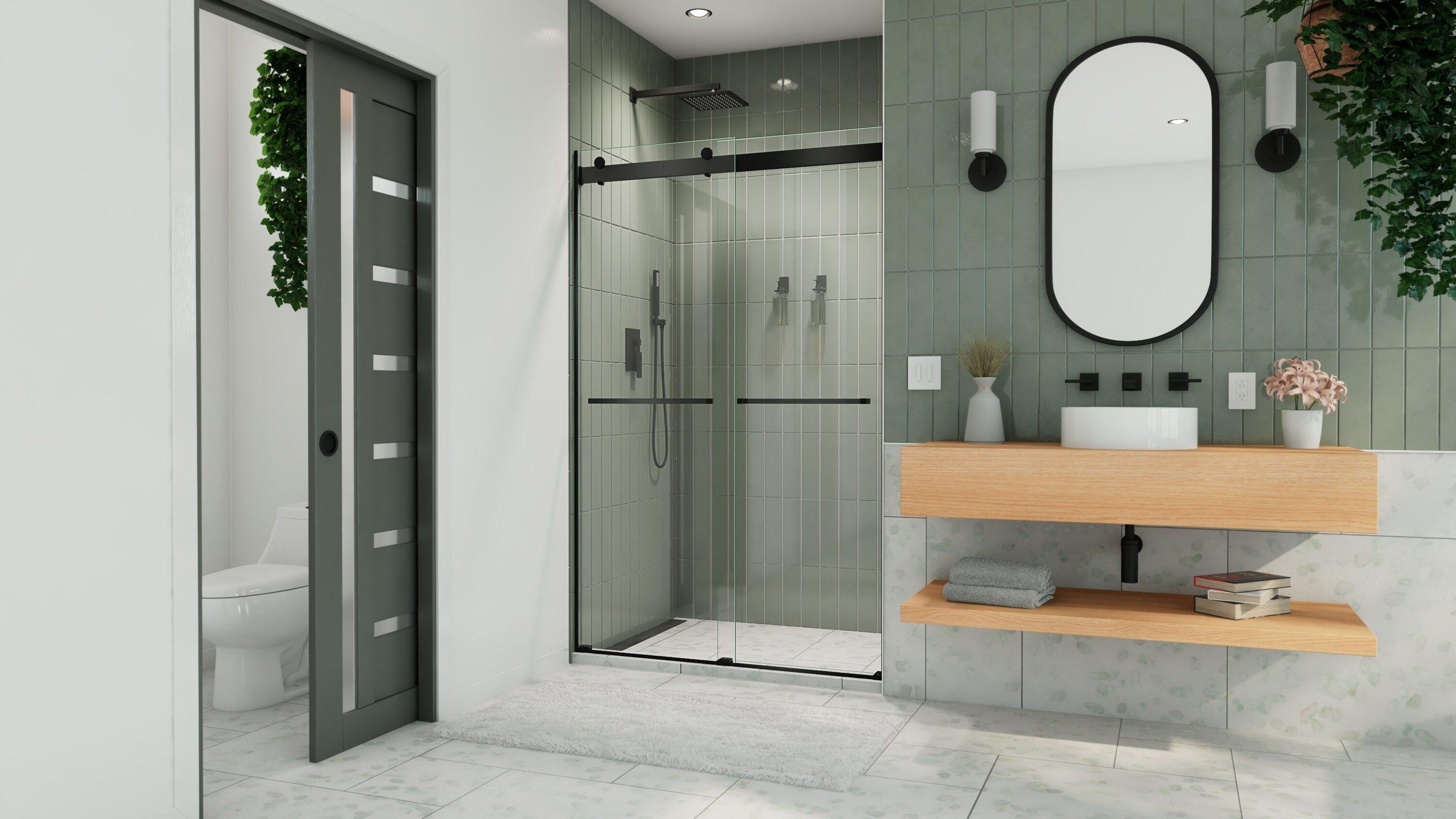 44" - 48" W 76" H Reversible Semi-Frameless Shower Door with ClearMax Technology