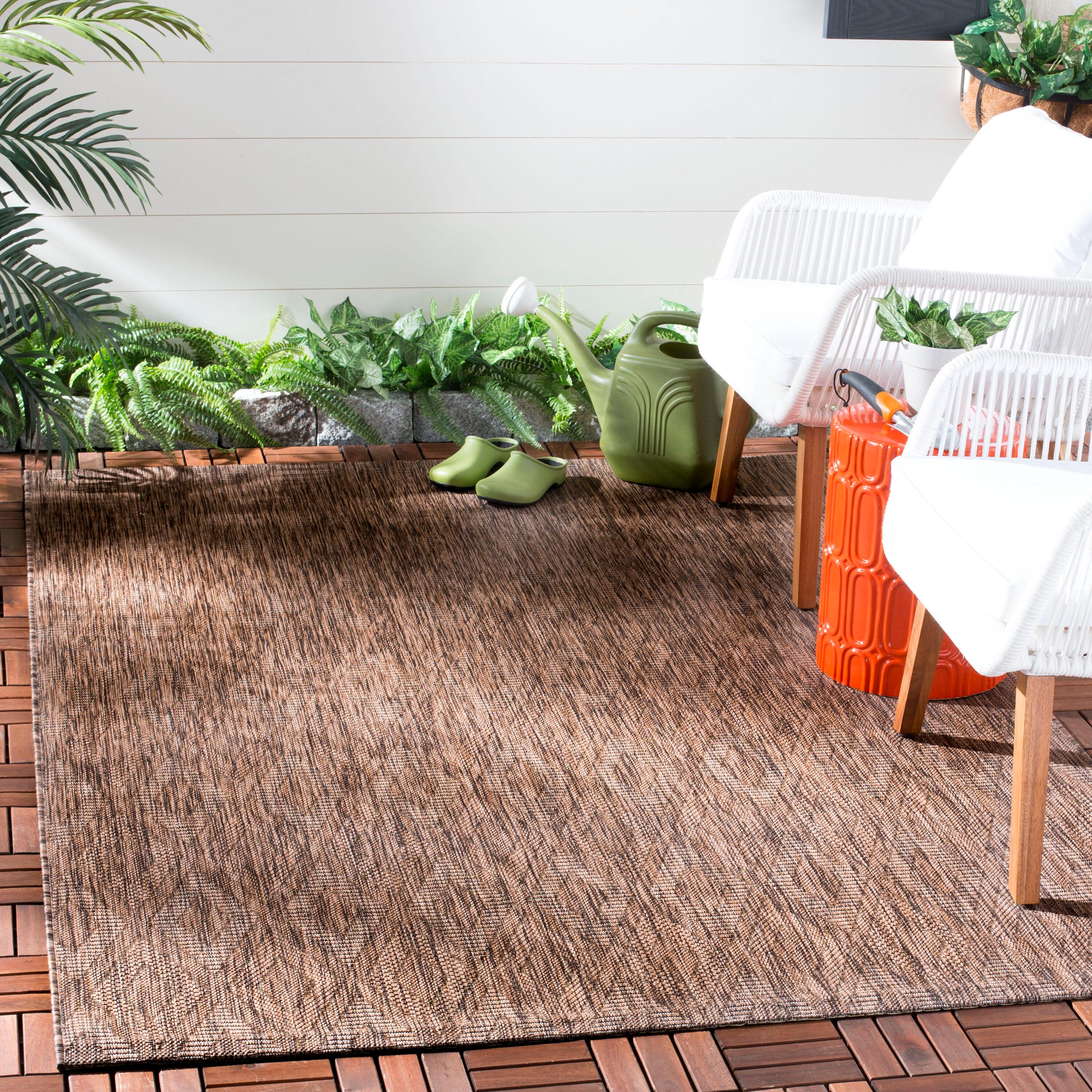 Courtyard CY8522 Power Loomed Indoor and Outdoor Area Rug - Brown/Brown - 5'3"x7'7" - Safavieh