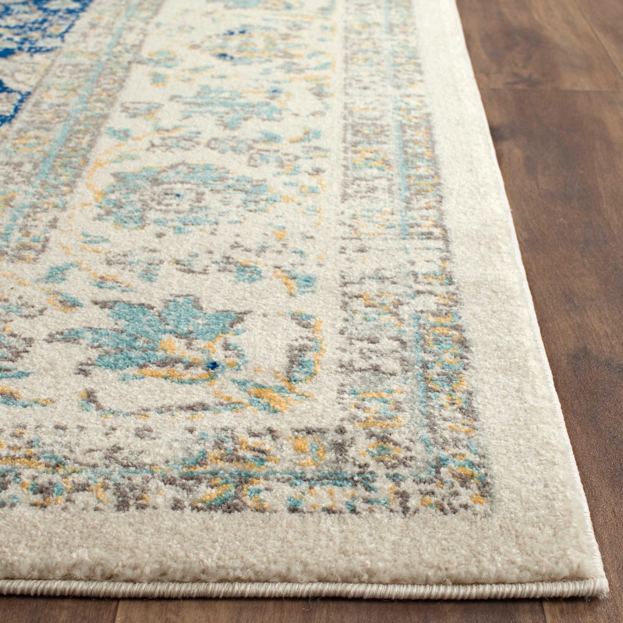Evoke EVK220 Power Loomed Area Rug - Ivory/Blue - 8'9"x11'9" - Safavieh.