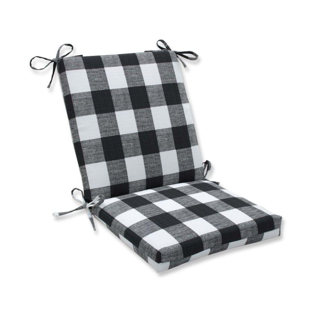 Anderson Squared Corners Outdoor Chair Cushion Black - Pillow Perfect: Weather-Resistant with Ties