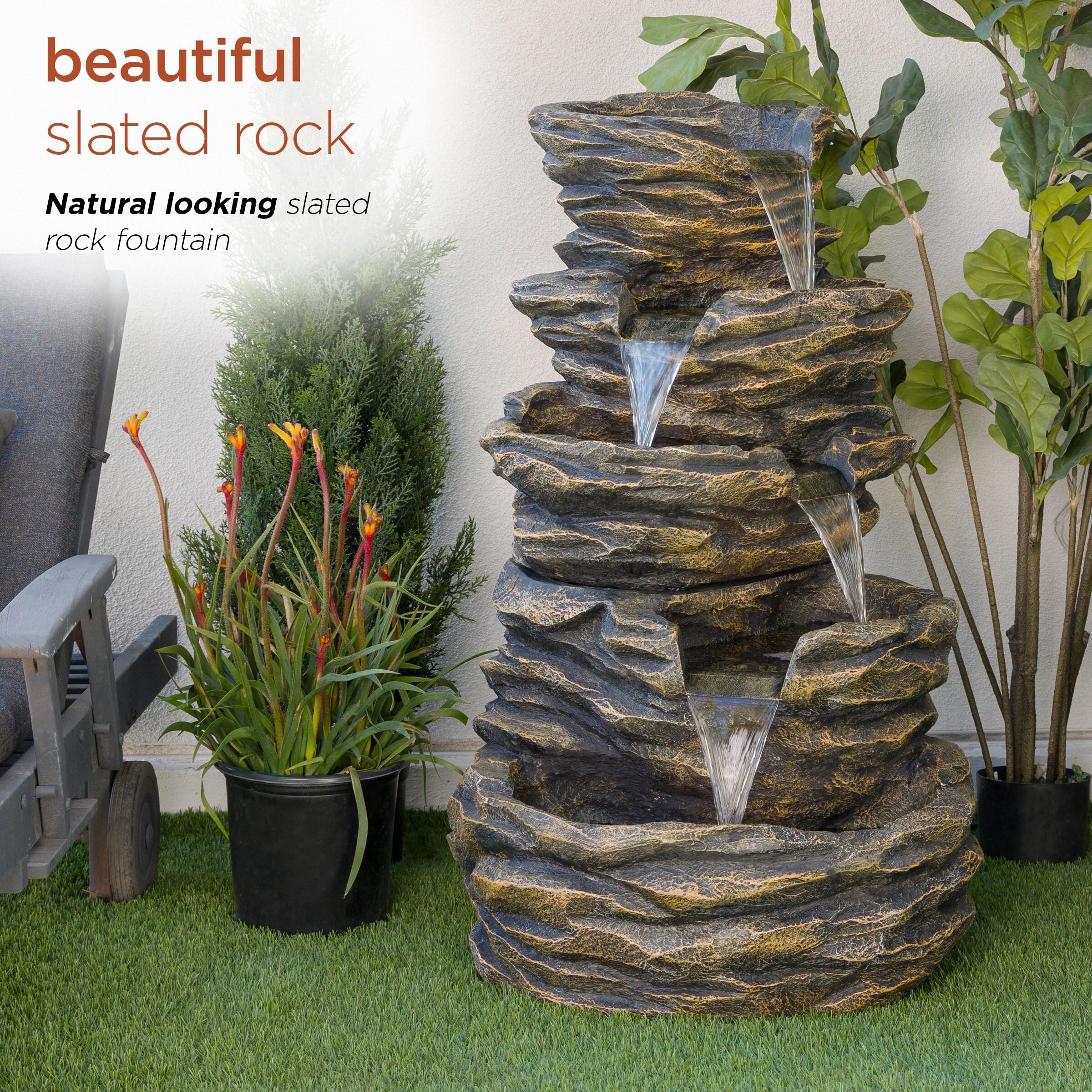 Alpine Corporation Five-Level Rock Waterfall Indoor/Outdoor Fountain