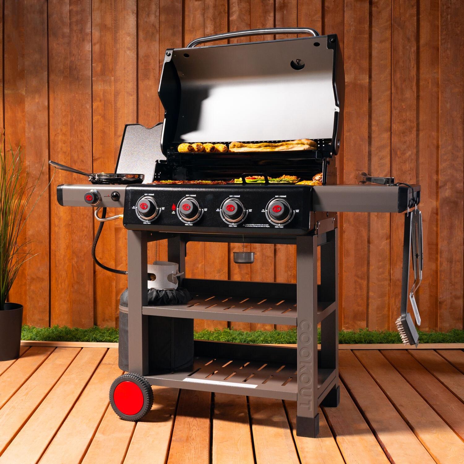 Coleman Cookout 4-Burner 36,000 BTU Propane BBQ Gas Grill w/ Side Burner, 637-Sq. In Cooking Surface