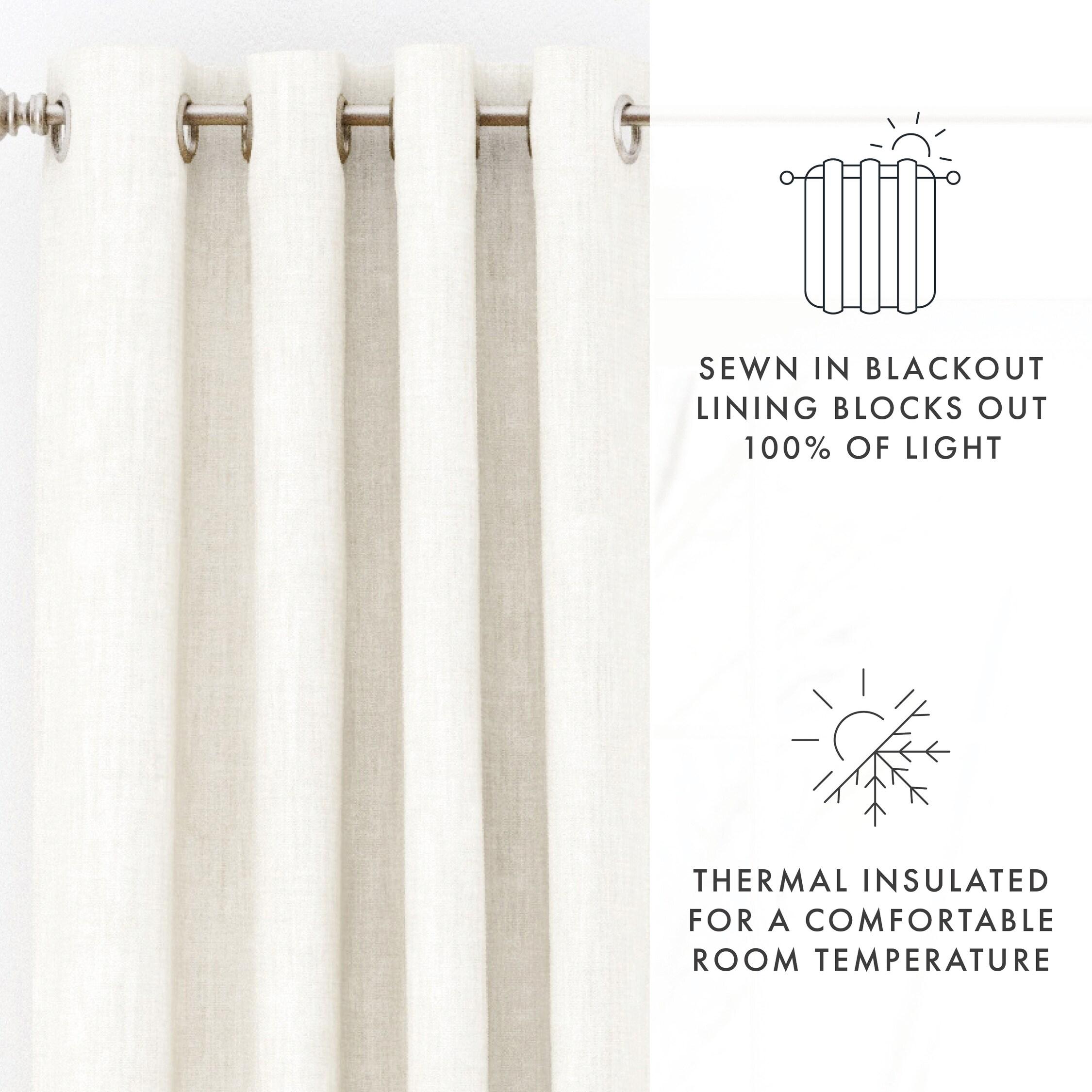 Noble Linens Ivory Linen Blend Energy Saving Grommet Curtain Panel, 50" x 84" 2 Panels