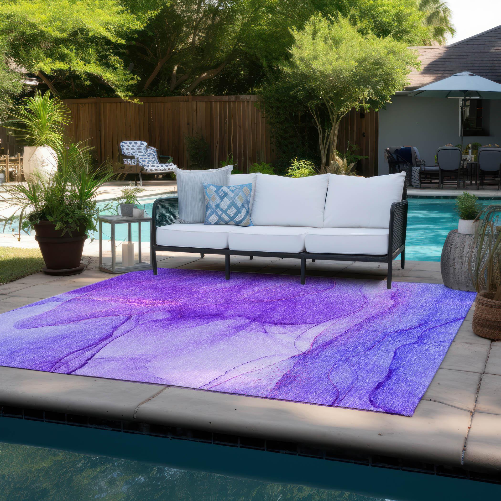 Addison Rugs Chantille Indoor/Outdoor Transitional Watercolors Purple Washable Rectangle Rug, 3' x 5'