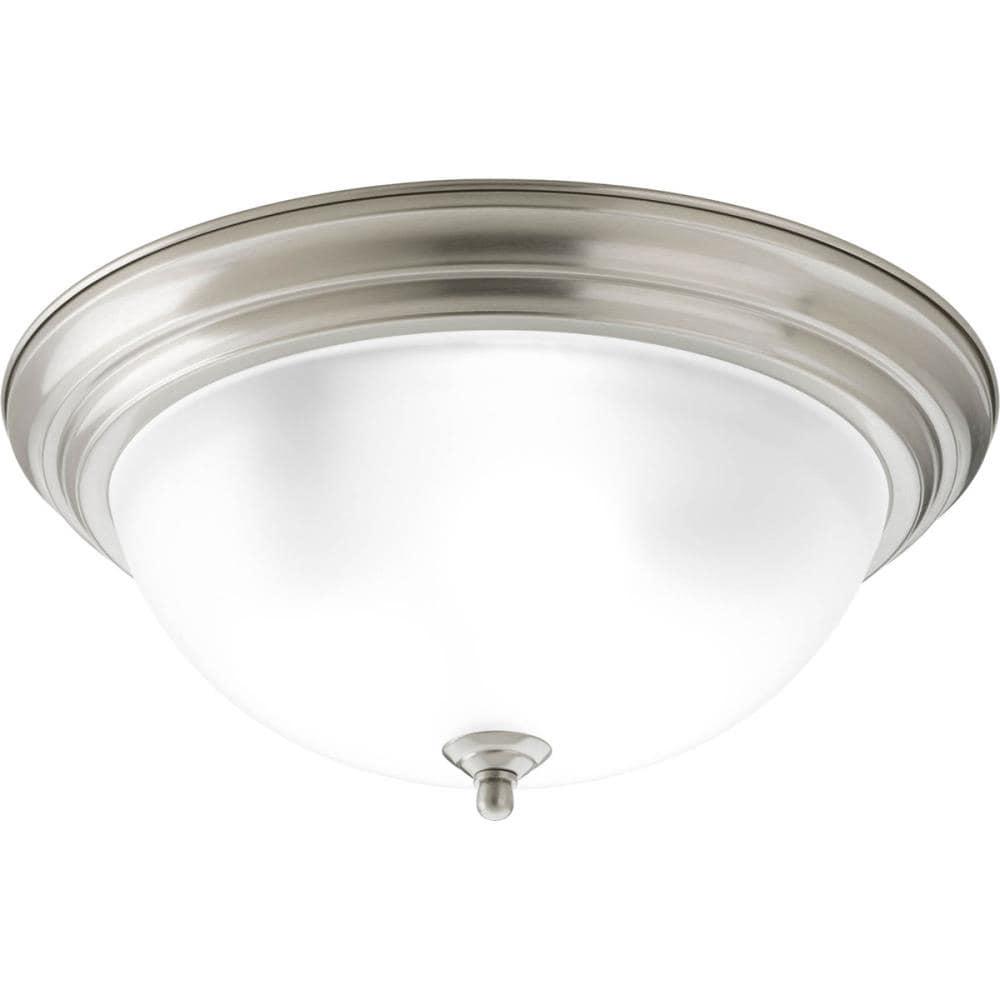 Progress Lighting, Melon Collection, 3-Light Flush Mount, Brushed Nickel, Alabaster Glass Shade