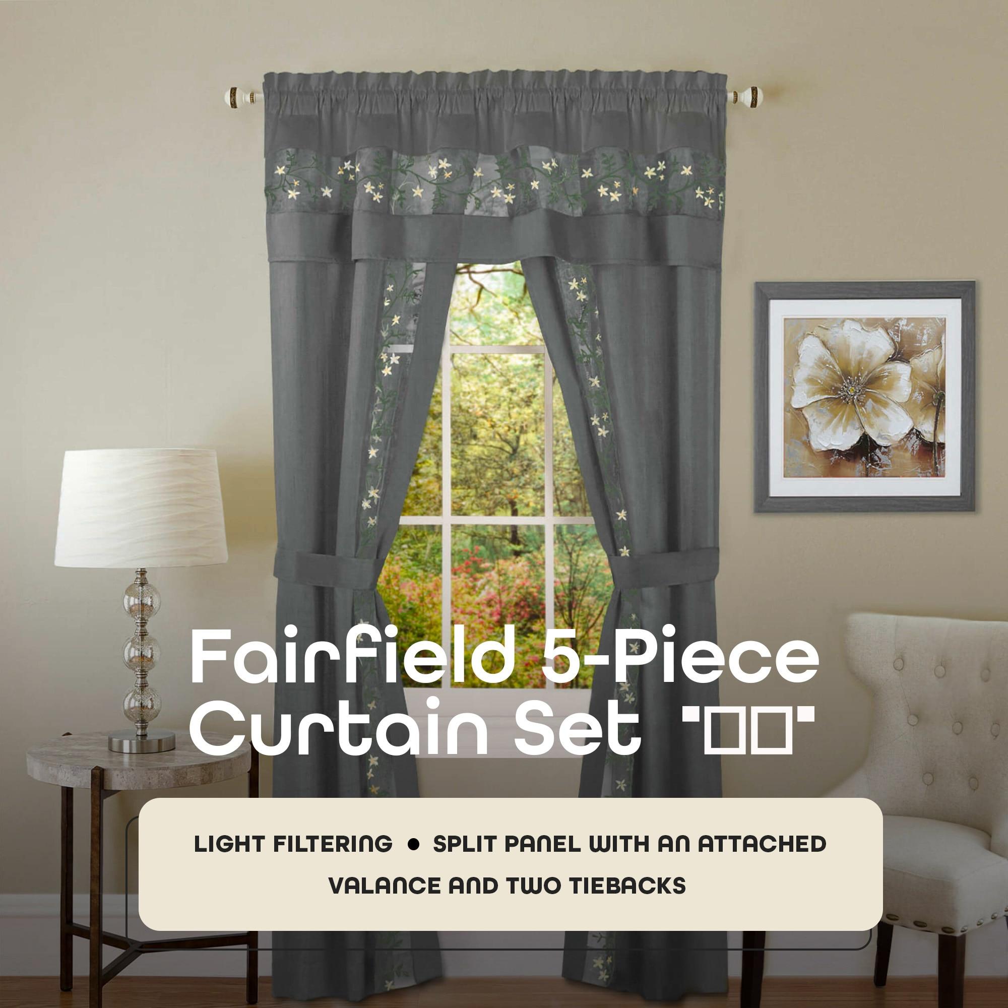 Achim Fairfield 5 Piece Window Curtain Set - 55x63 - Grey
