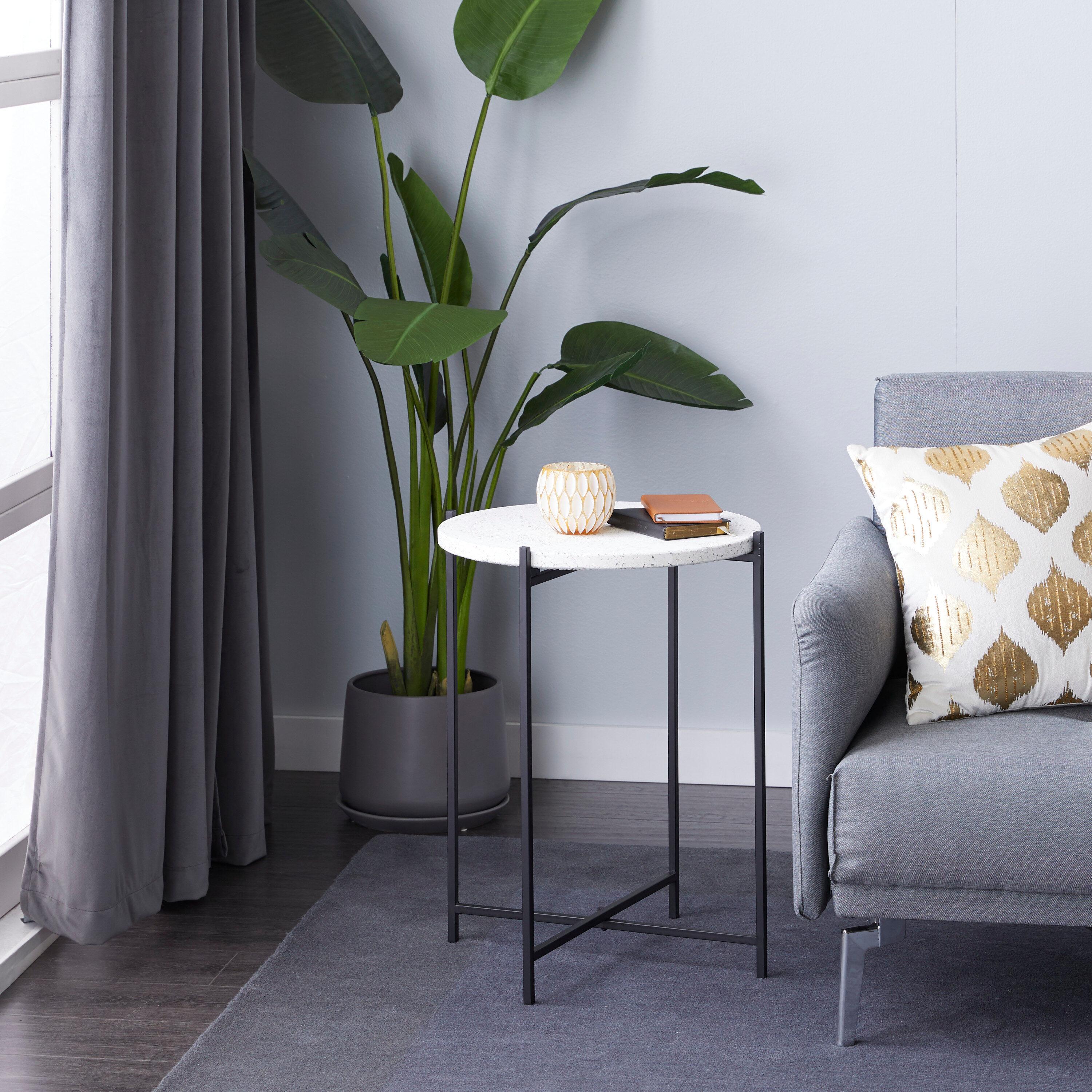 Contemporary Terrazzo Accent Table White - Olivia & May