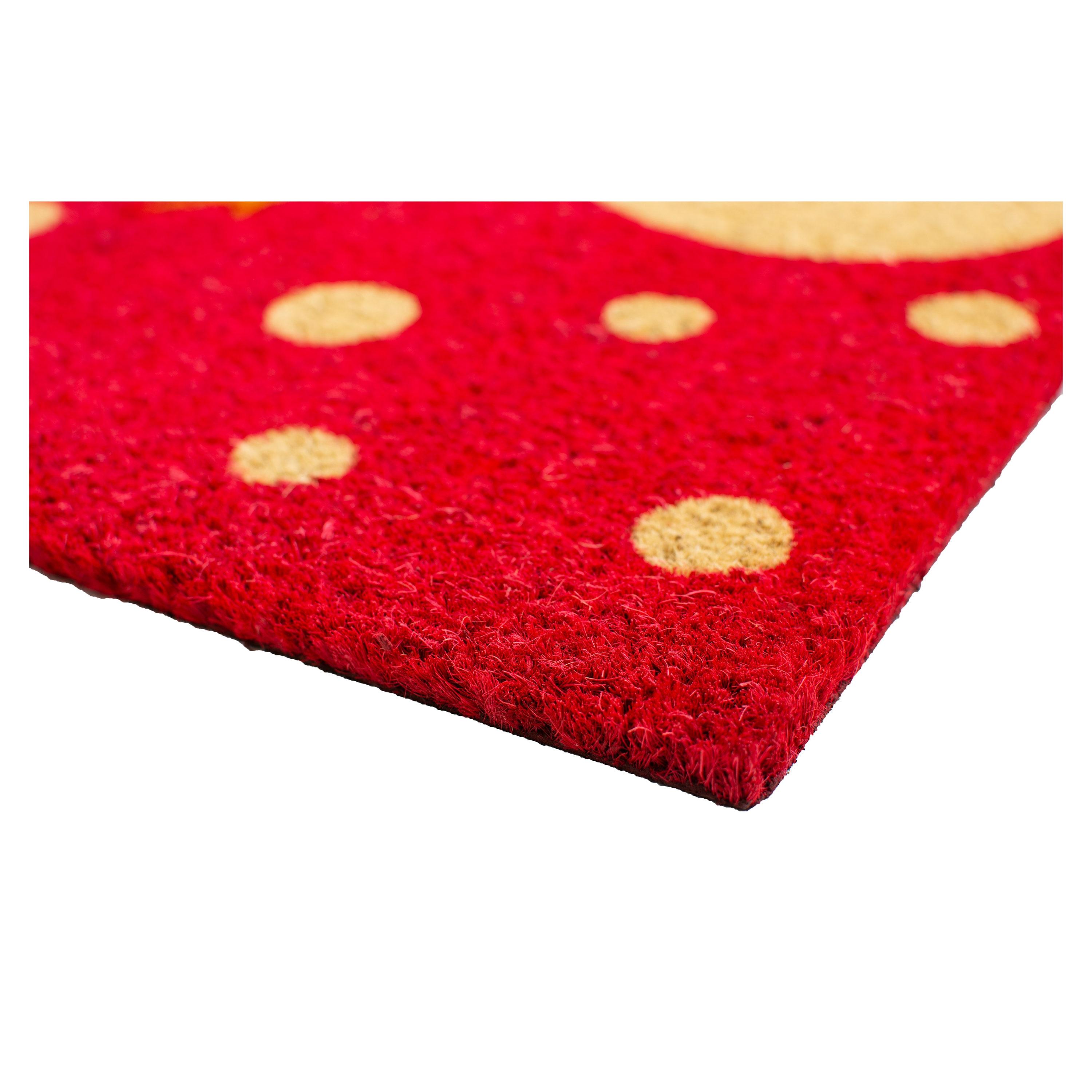 Festive Red and Green Coir Snowman Outdoor Christmas Doormat