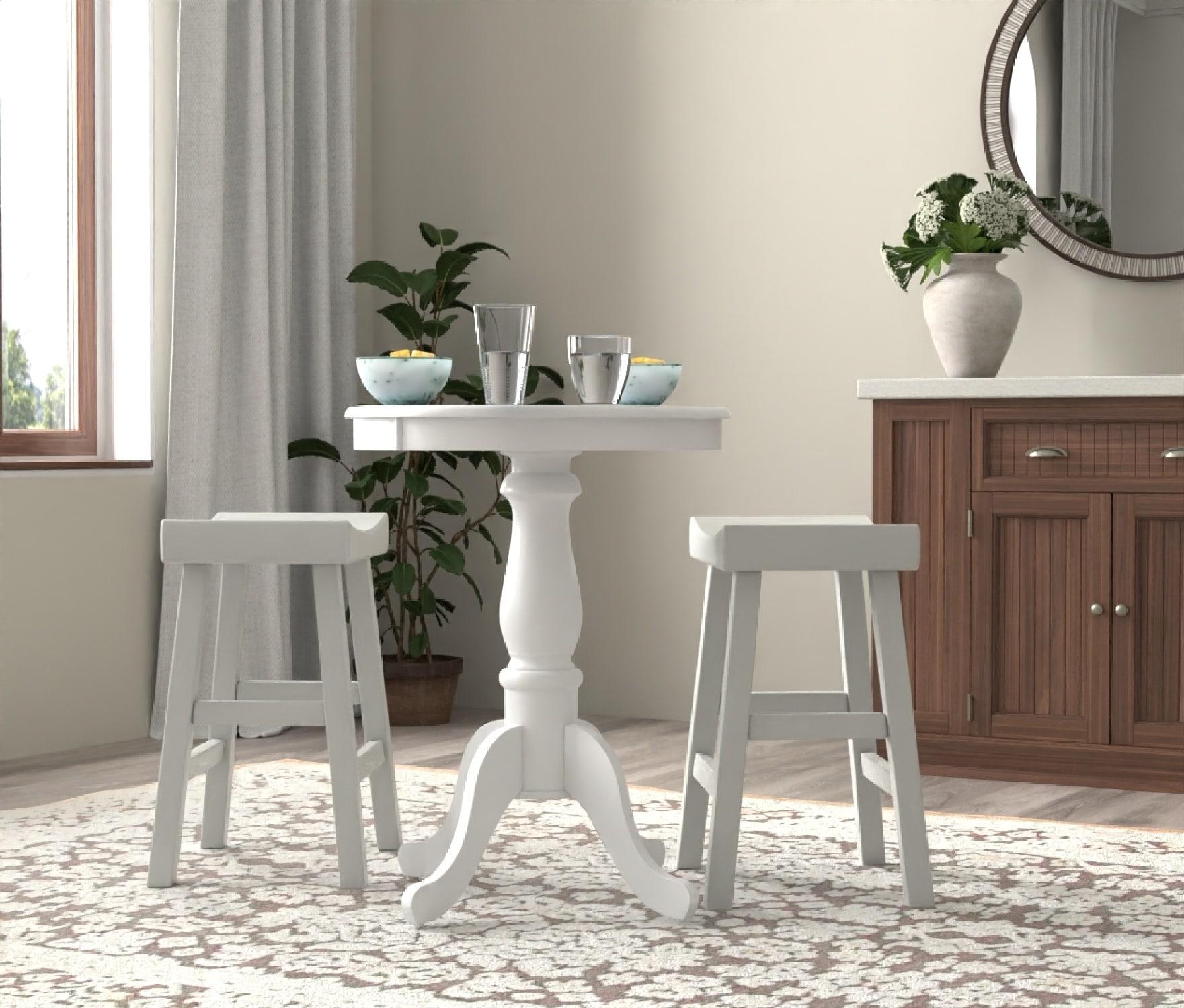 Carolina Living 30" Salem Round Pedestal Bar Table White: 36" High, MDF & Wood Veneer, Mid-Century Modern