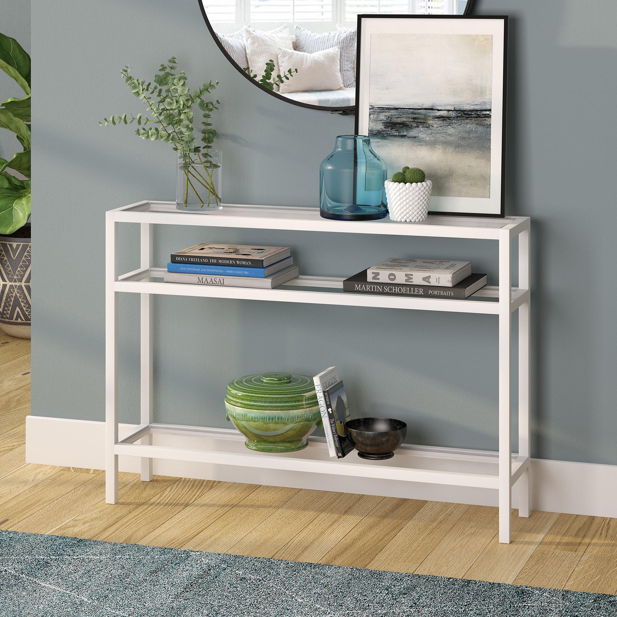 Evelyn&Zoe Sivil 42" Wide Rectangular Console Table, White