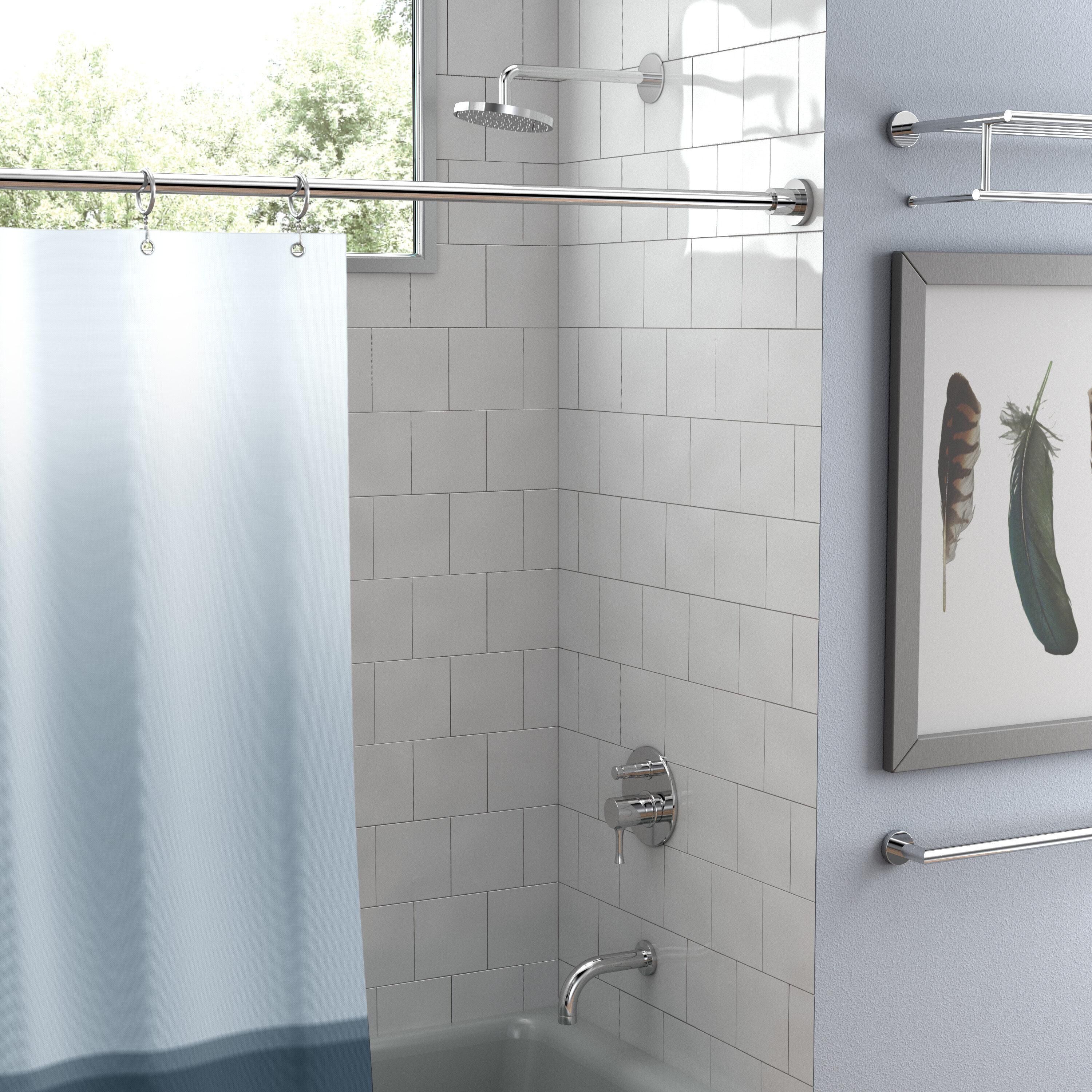 Minimalist 60" Straight Fixed Shower Curtain Rod | Wall Mount Solid Brass Shower Rod