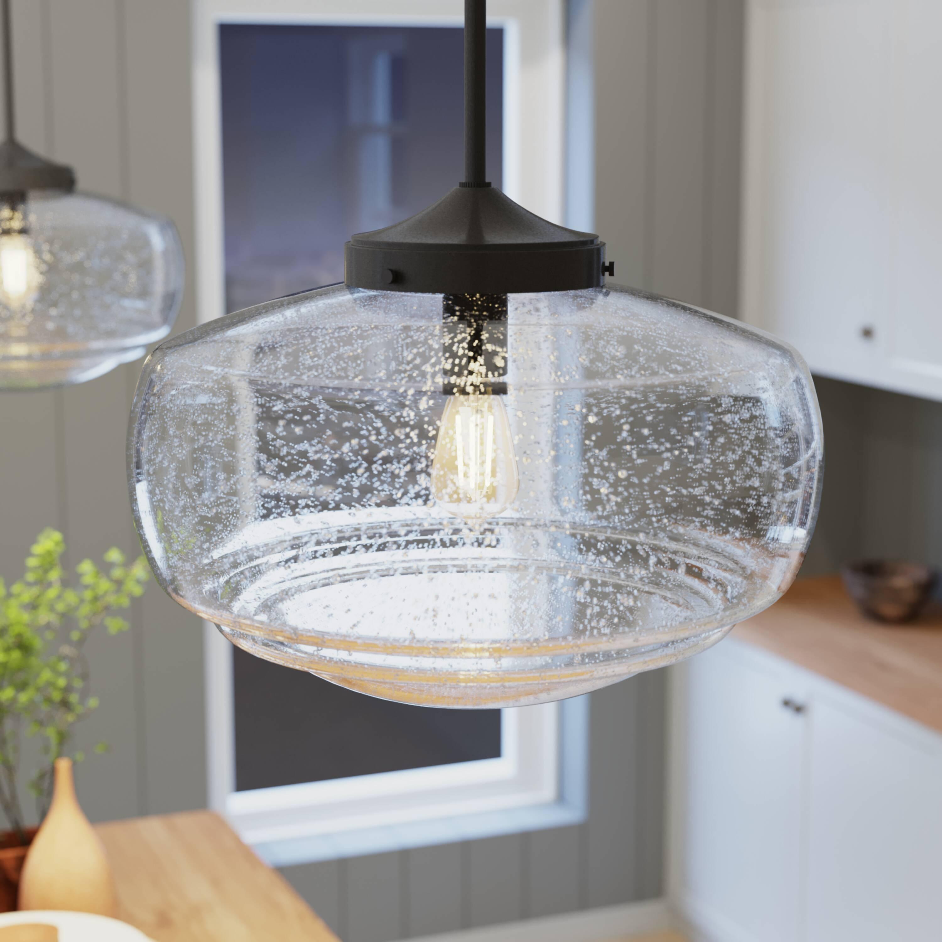 Saddle Creek 1 - Light Single Schoolhouse Pendant with Glass