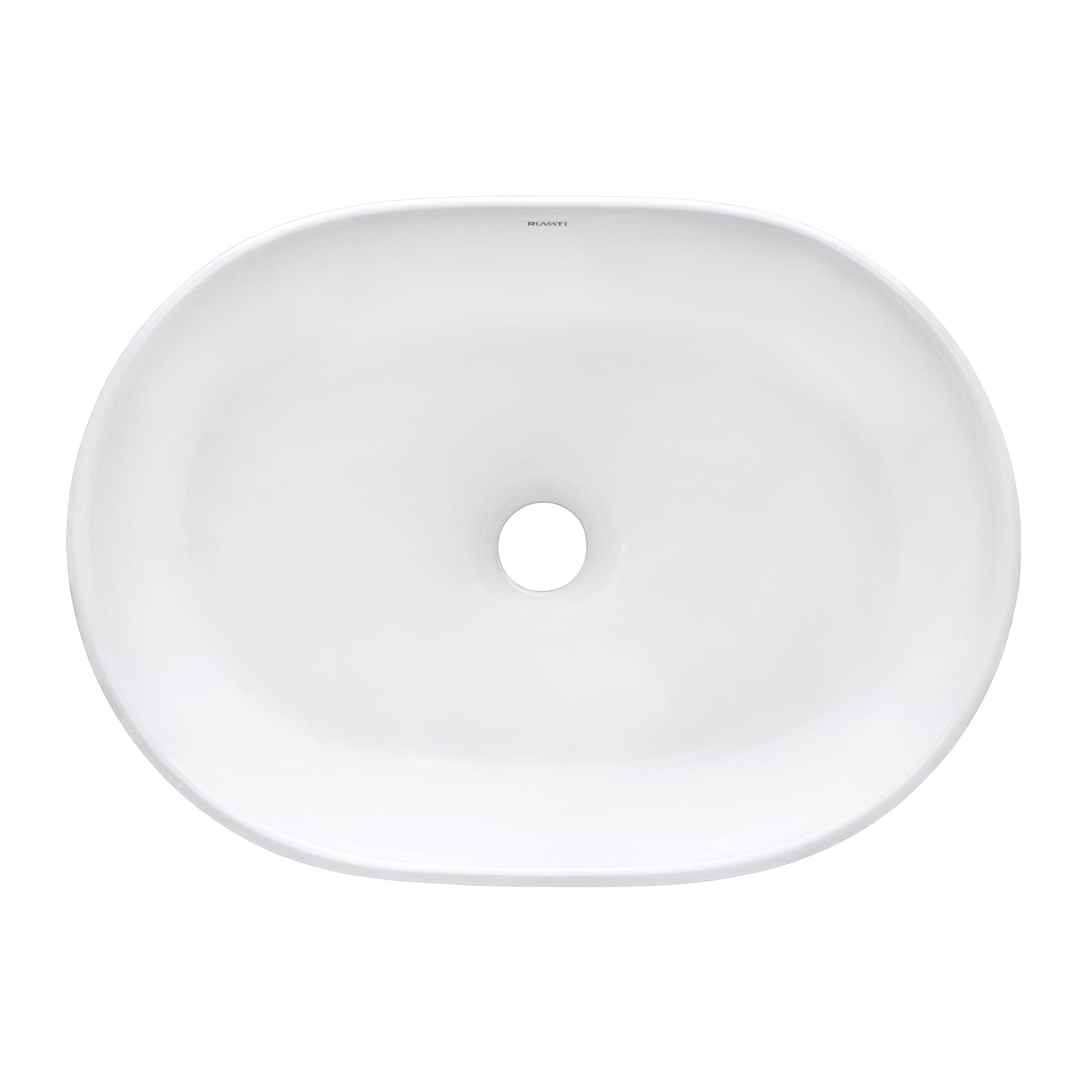 Ruvati RVB0419 Ruvati inch Bathroom Vessel Sink White Oval Above Counter Vanity Porcelain Ceramic