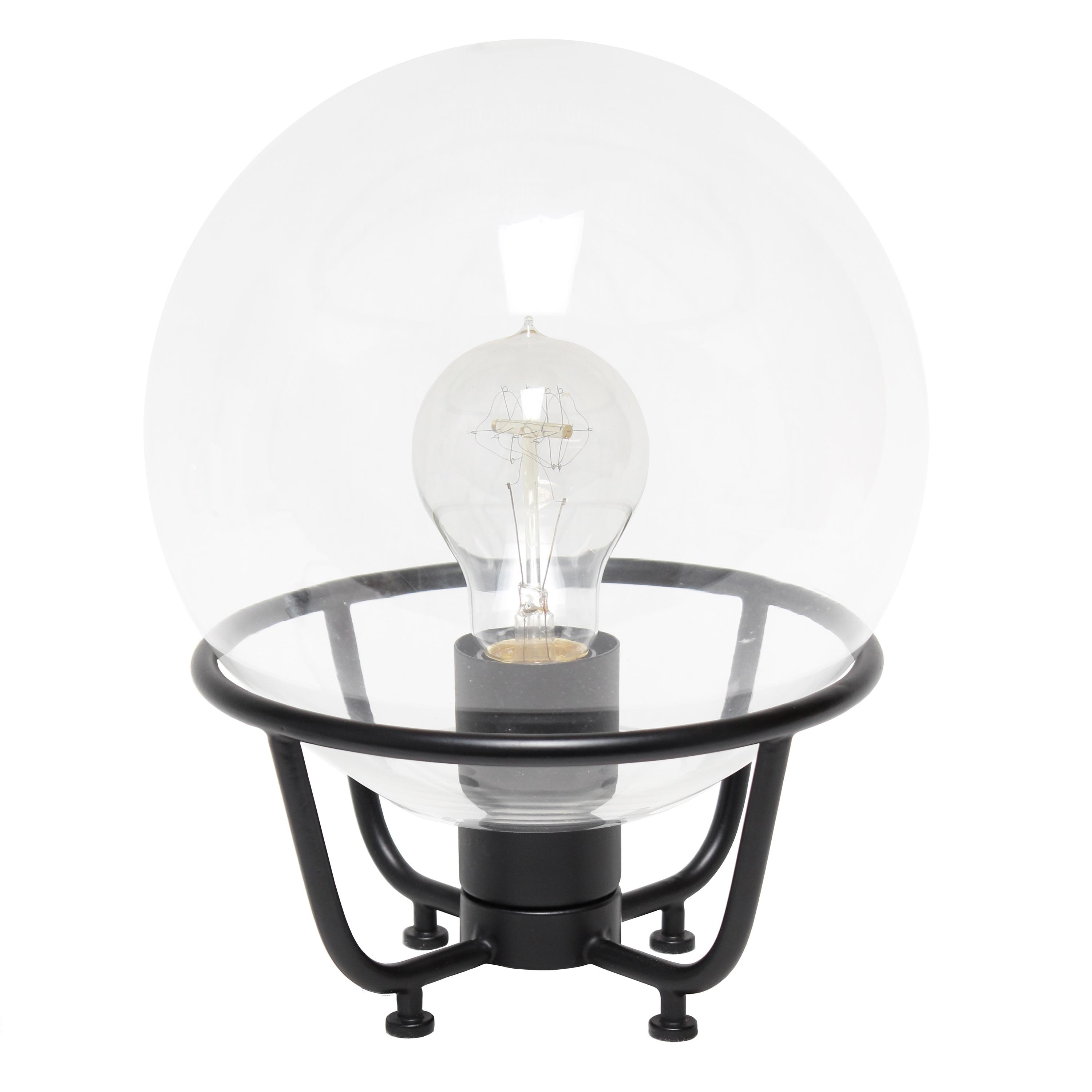 Lalia Home Old World Globe Glass Table Lamp Matte Black: No Assembly, UL Listed, Inline Switch