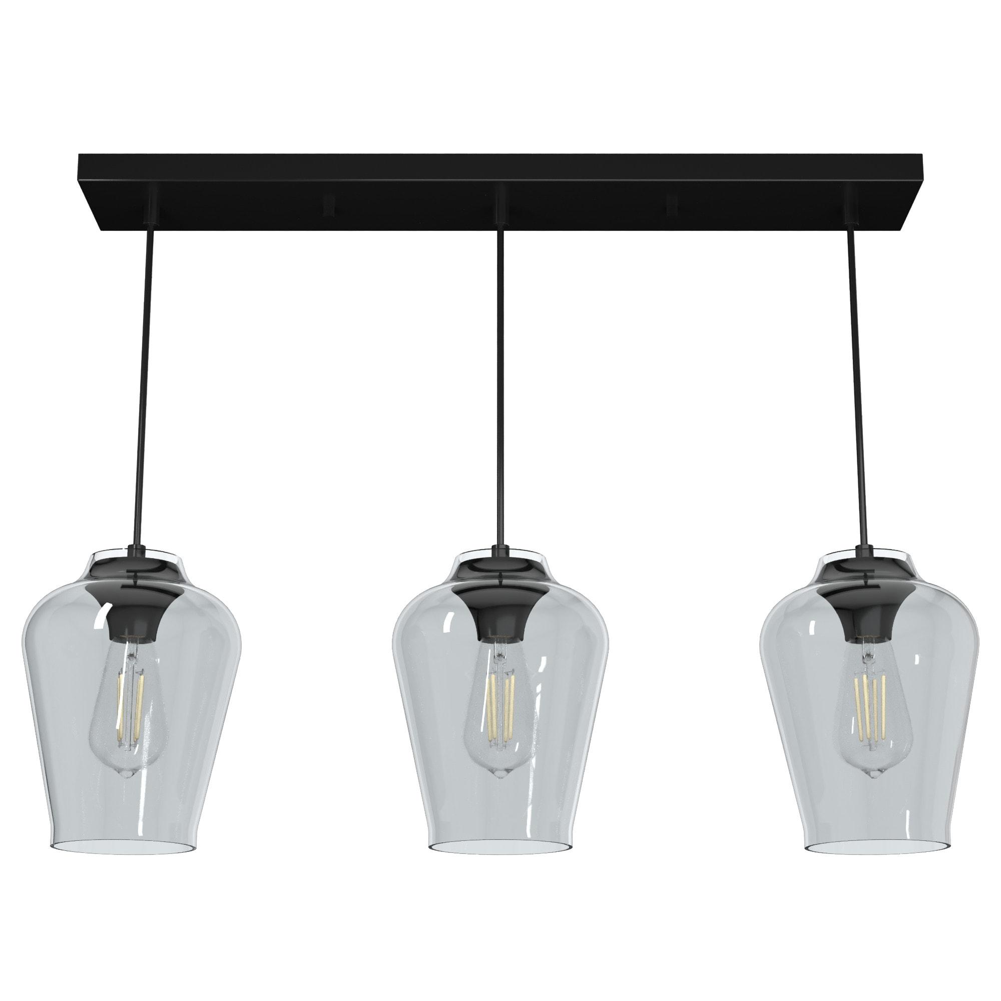 Hunter Vidria Matte Black 3 Light Linear Cluster Ceiling Light Fixture