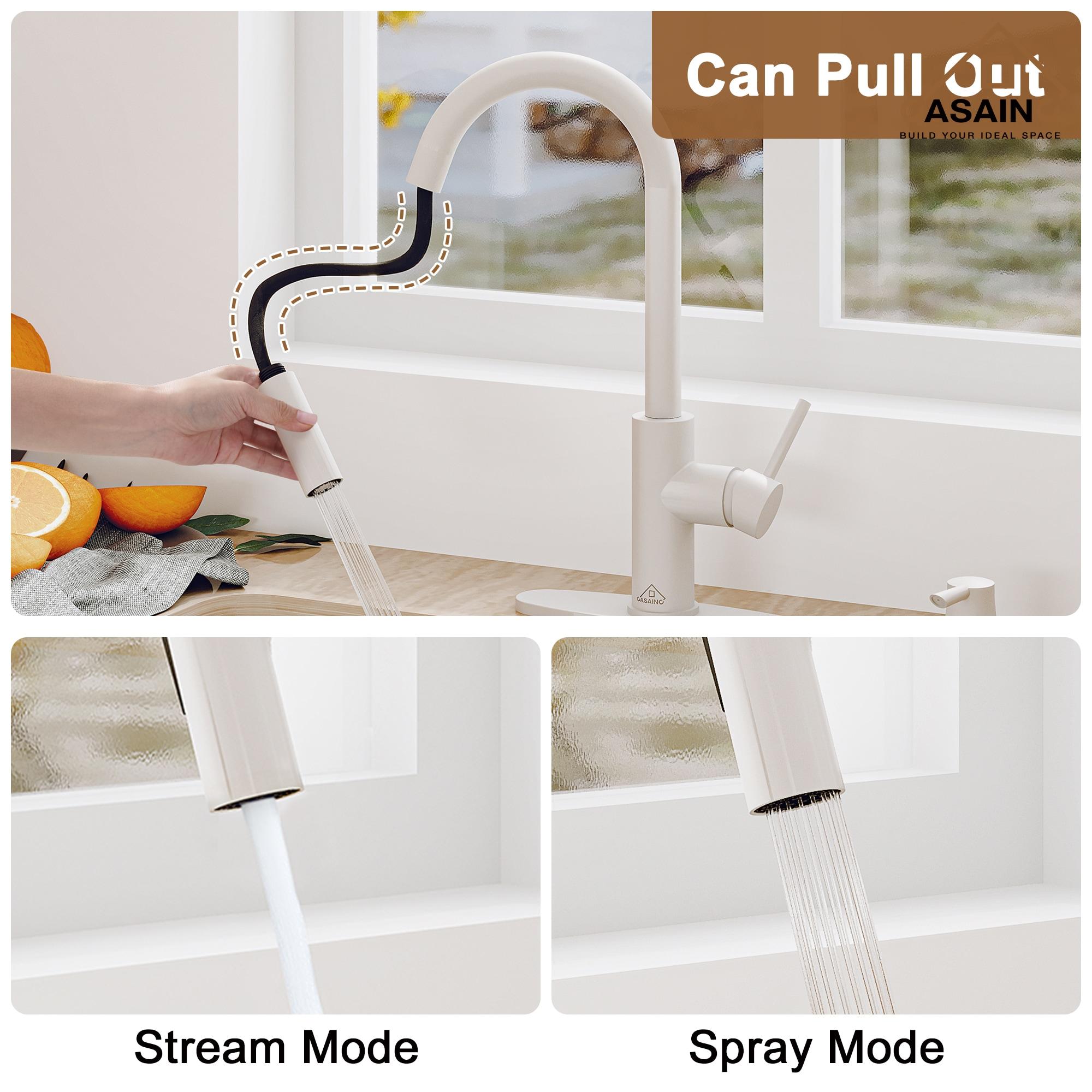Willow Single-Handle Pull Down Sprayer Kitchen Faucet with Infrared Sensor, Soap Dispenser and Deck Plate