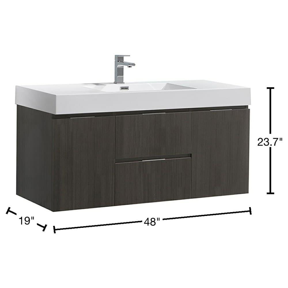 Valencia 48" Wall Mount Single Sink Bathroom Vanity with Top and Sink (Faucet Not Included)