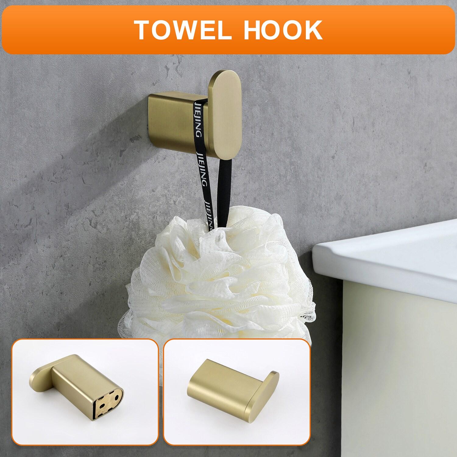 Cobbe Bathroom Hardware 4-Piece Set, Brushed Gold Bathroom Accessories Set with Towel Rack, Hand Towel Bar, Towel Hook, Toilet Paper Holder