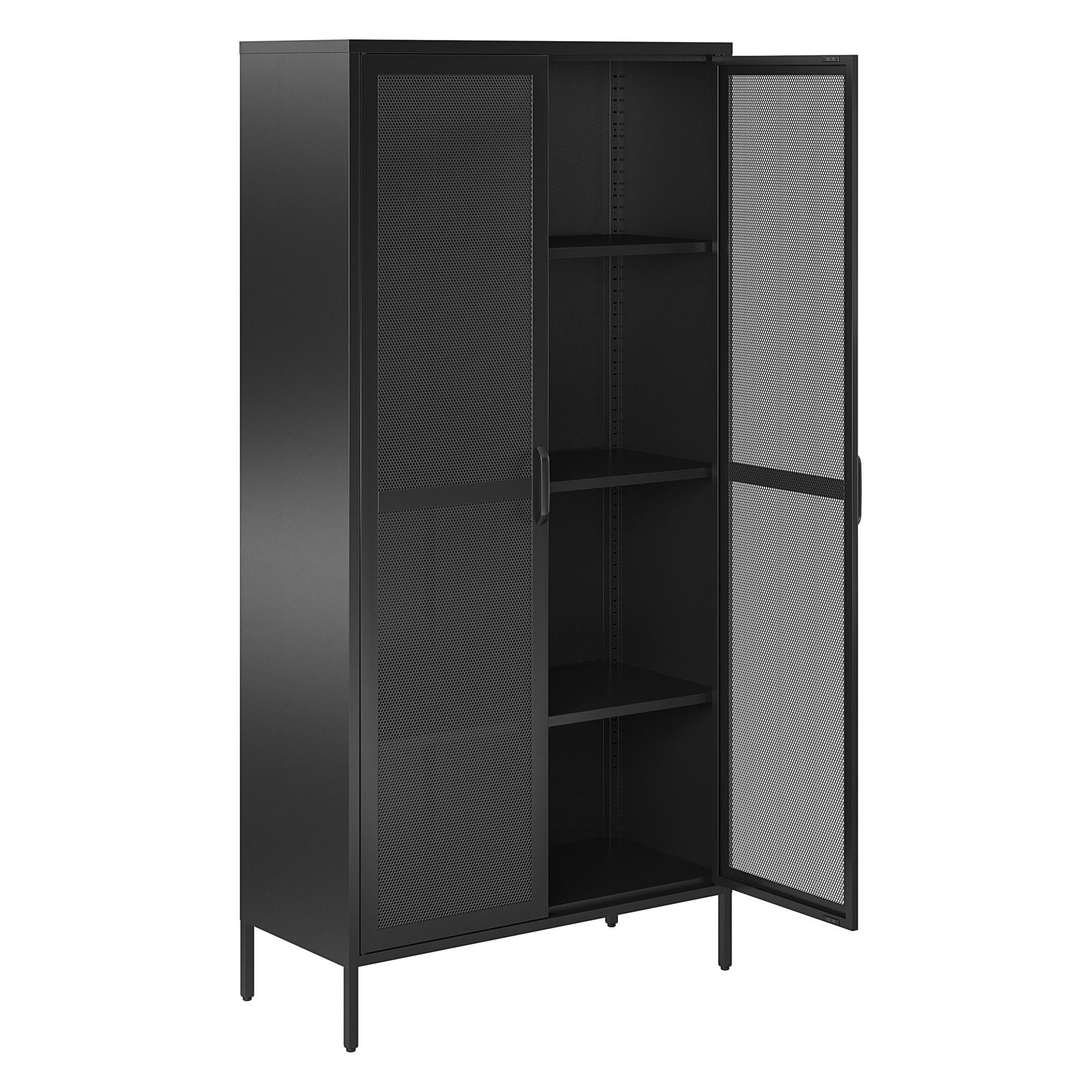 Black Tall Metal Freestanding Storage Cabinet with Adjustable Shelving