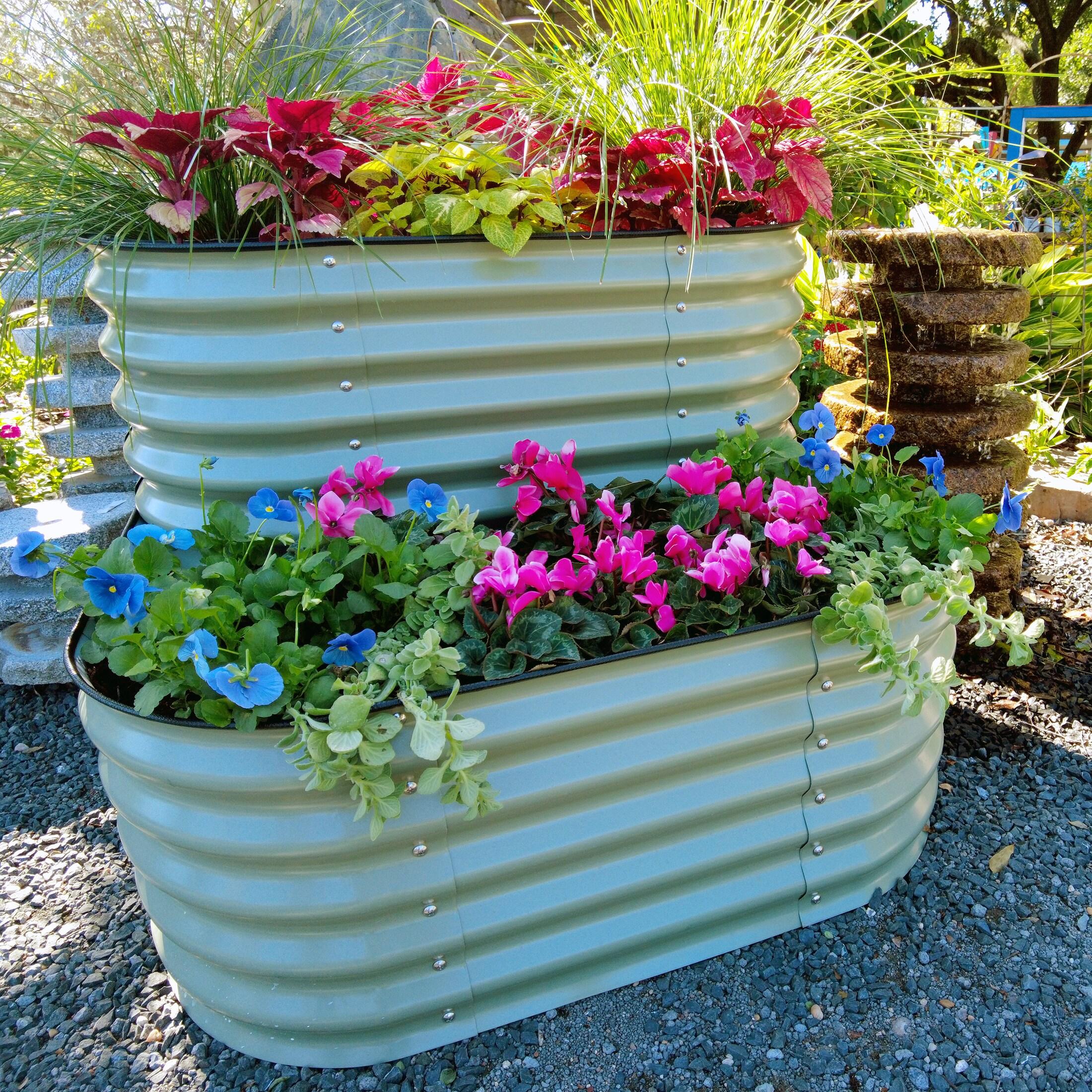 Cascading Metal Outdoor Raised Garden Bed