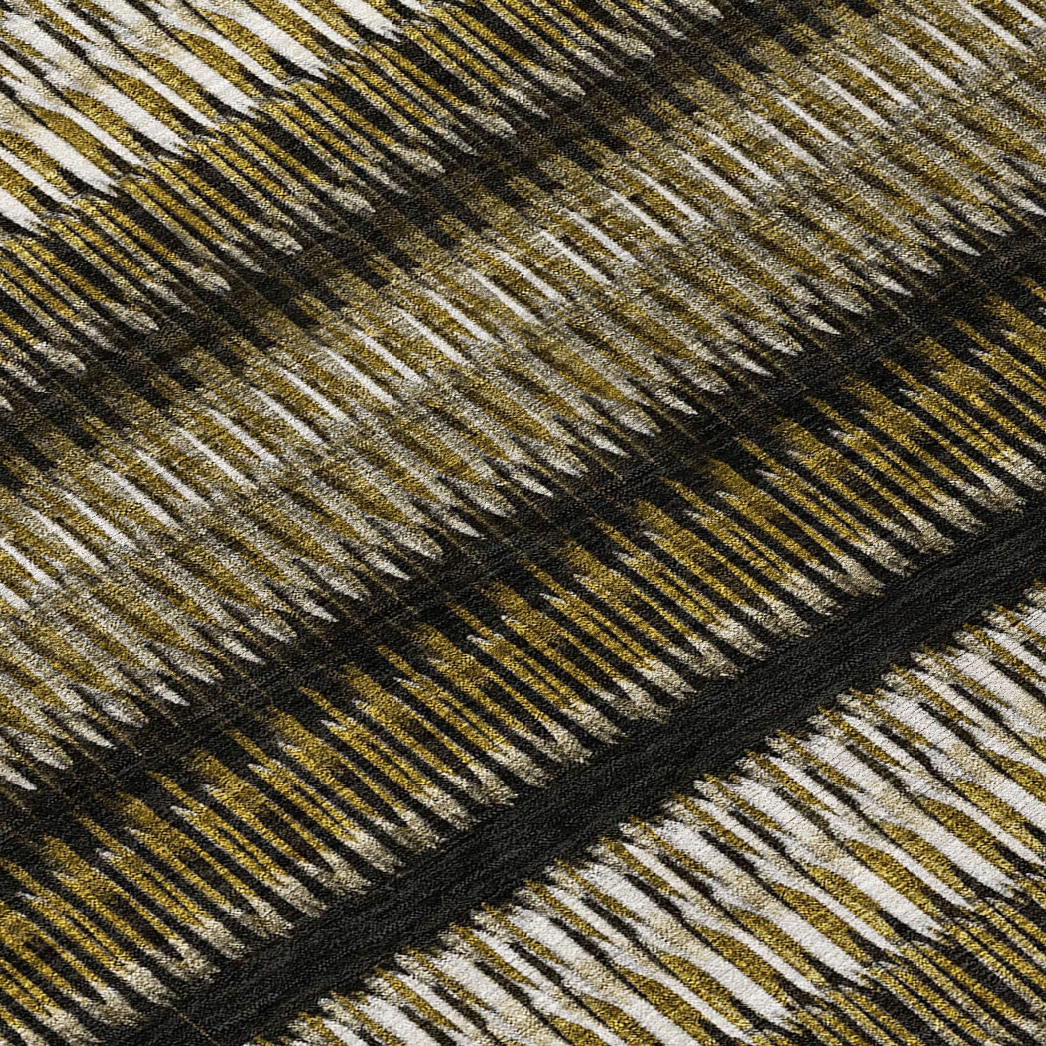 Brown and Black Striped Synthetic Washable 3' x 5' Area Rug