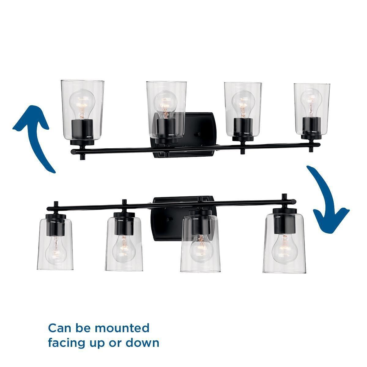 Progress Lighting Adley 4-Light Bath Vanity in Black with Clear Glass Shades