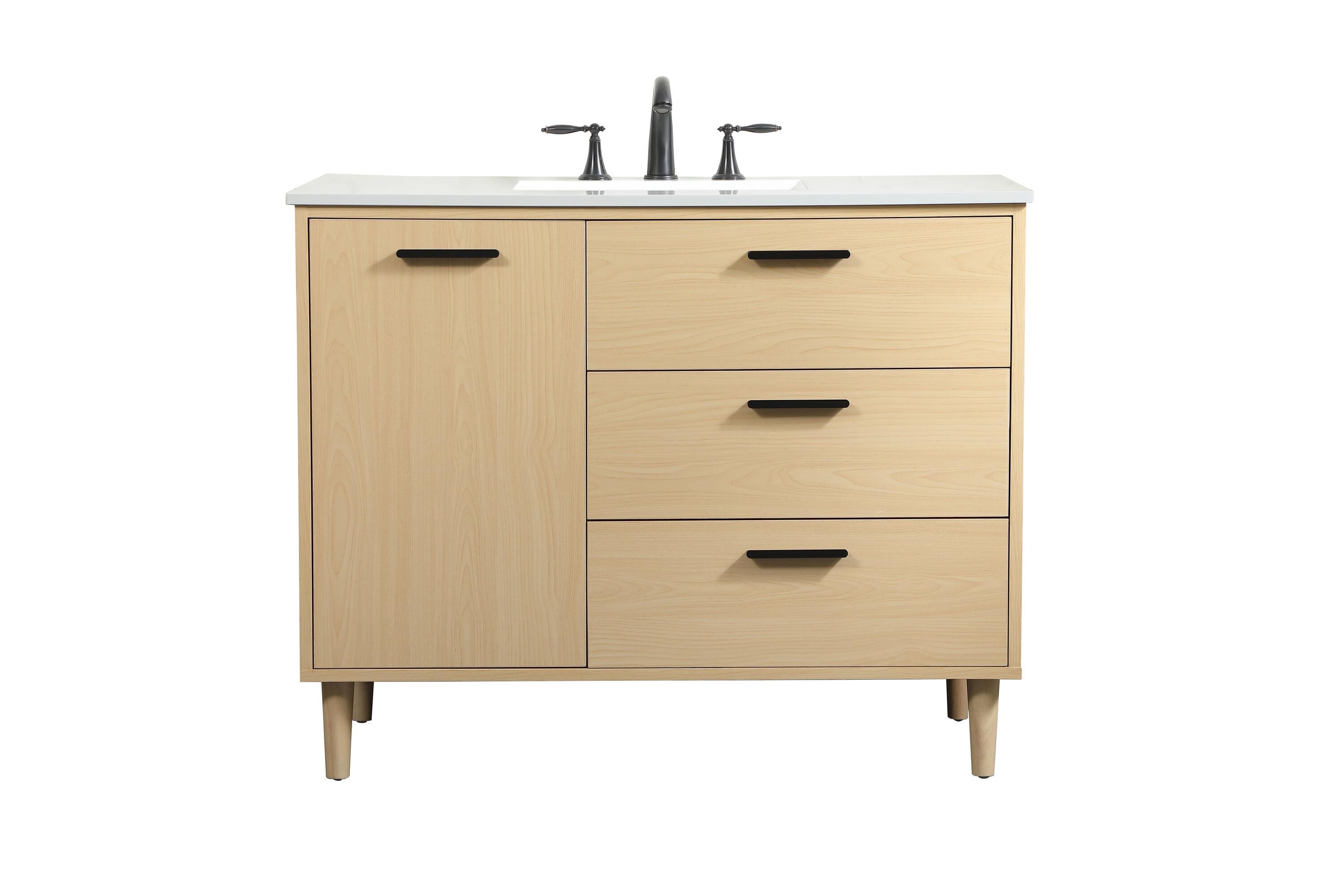 Baldwin 42'' Single Bathroom Vanity with Engineered Marble Top