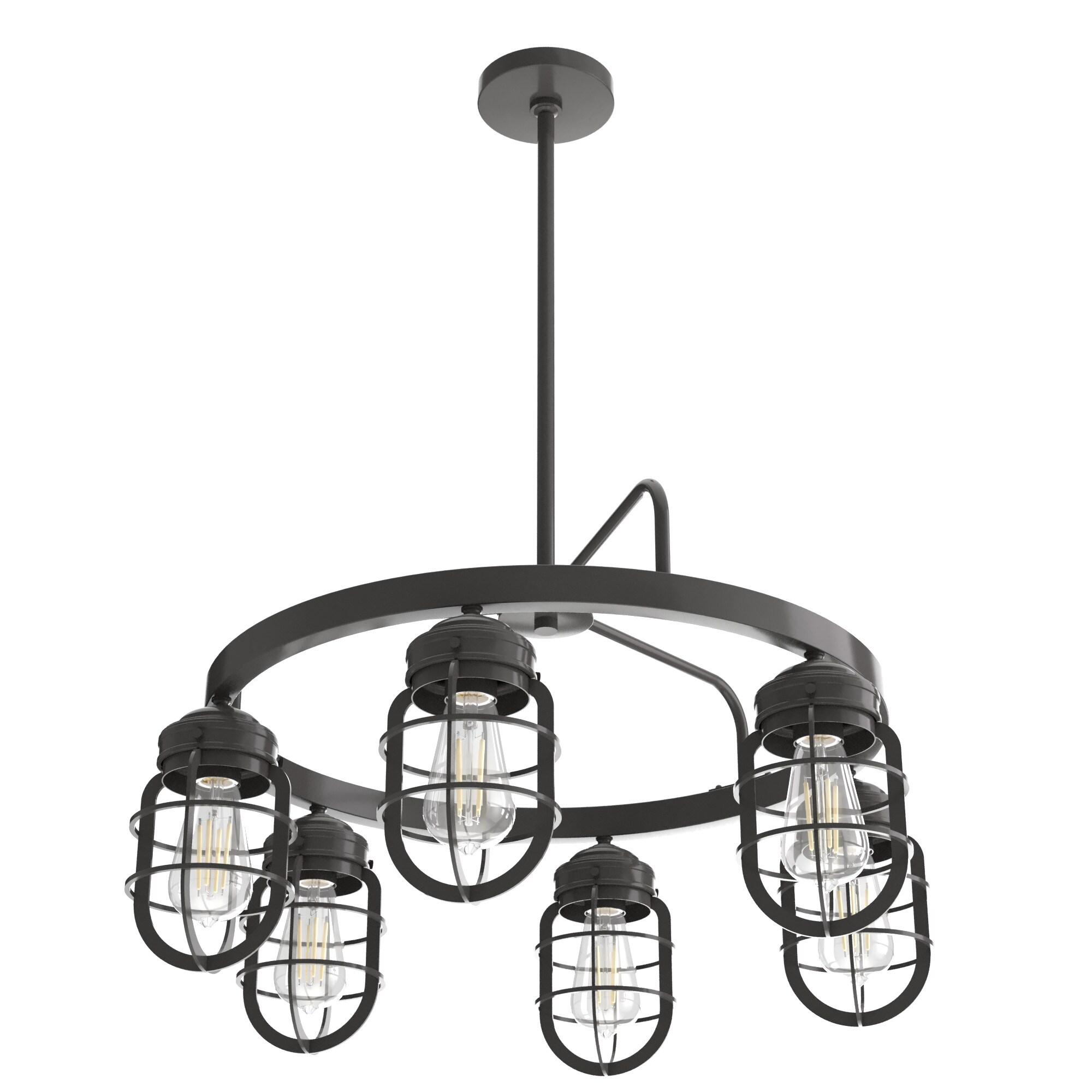 Starklake 6 - Light Unique / Statement Wagon Wheel Chandelier
