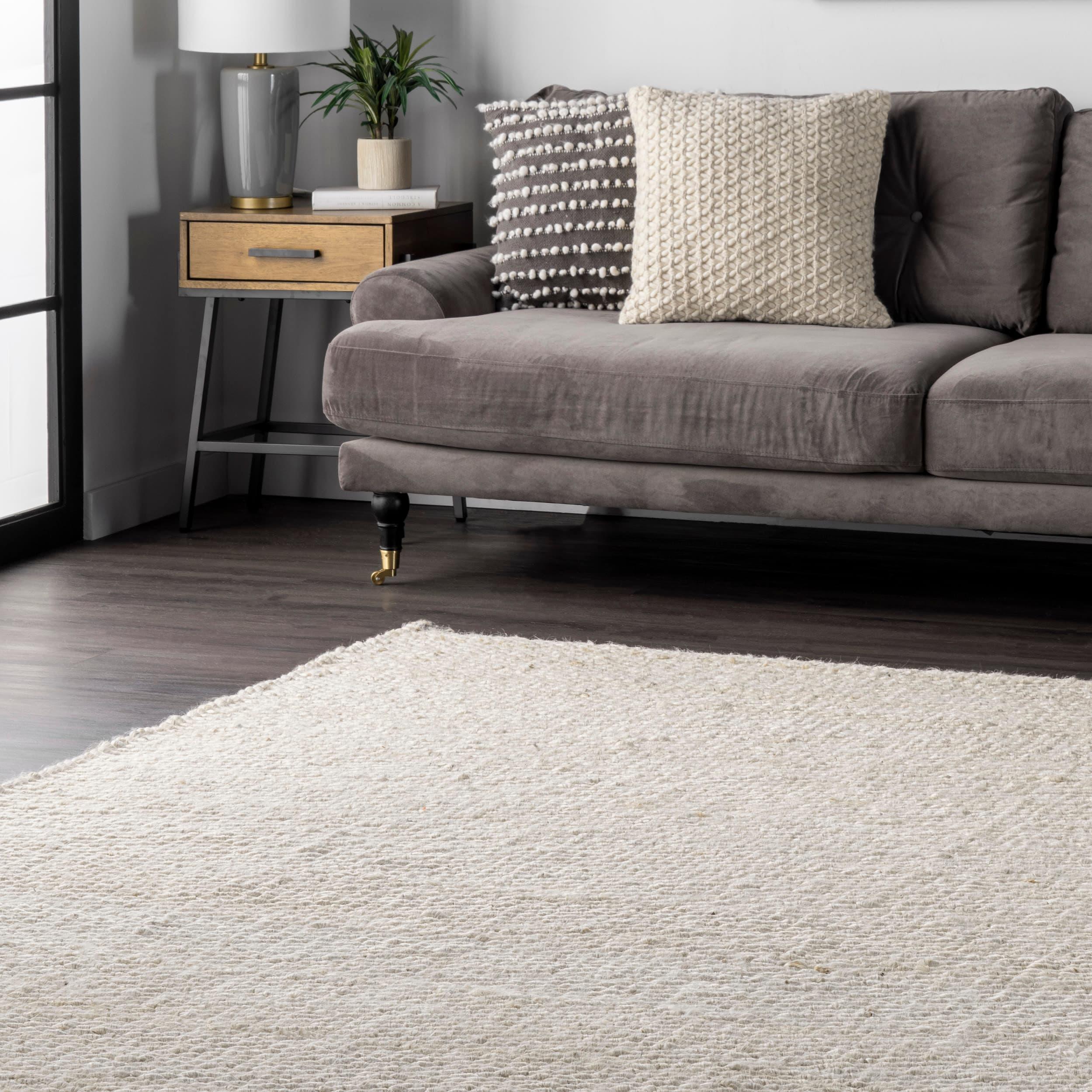 Nuloom Hailey Solid 4x6 Jute Indoor Area Rug for Dining Room Rug Neutral Rug Living Room Rug Kitchen, Off White