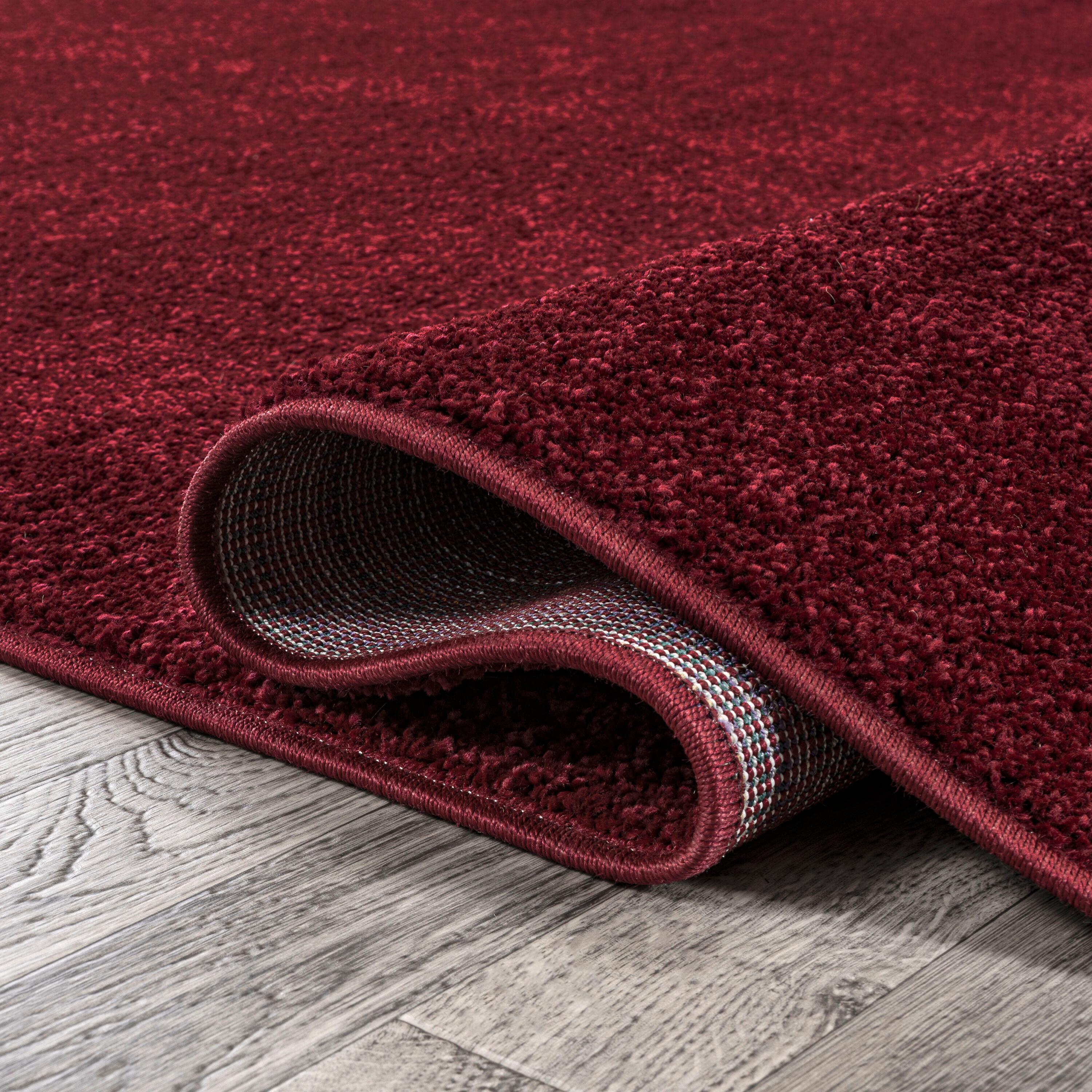 5'x8' Haze Solid Low-Pile, Dark Red - JONATHAN Y